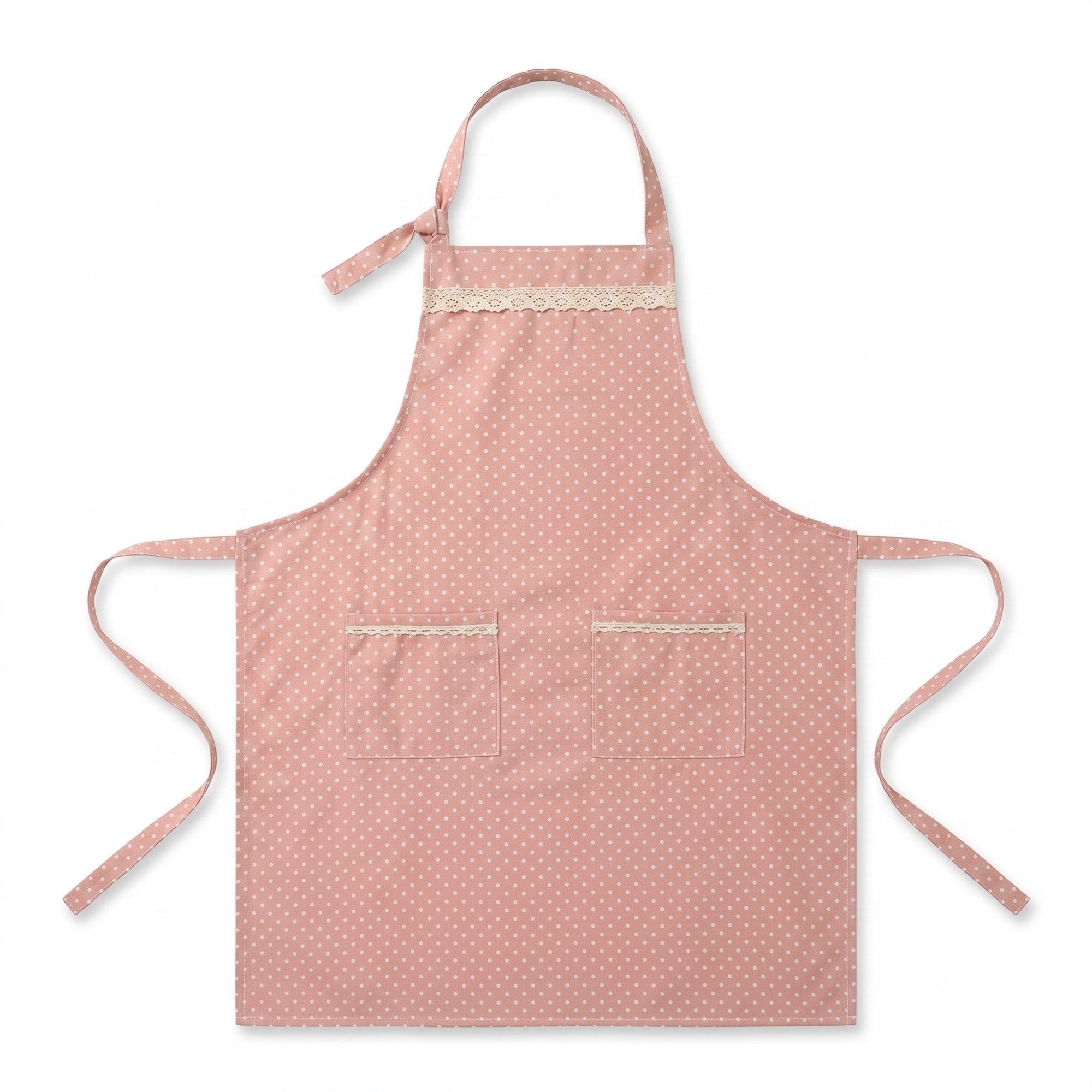 Anna-Kaci Kitchen Apron Gingham Check Pattern with Lace Trim Adjustable Neck Strap Dual Front Pockets