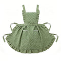 Anna-Kaci Floral Print Kitchen Apron with Ruffled Trim Adjustable Waist Ties and Front Pockets