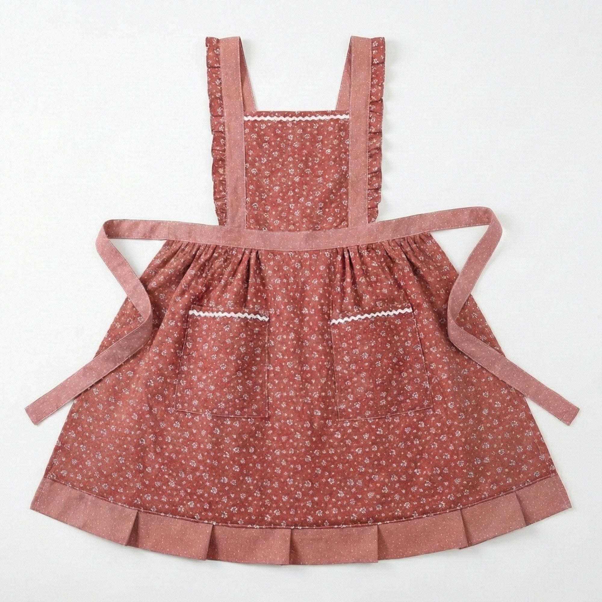 Anna-Kaci Floral Print Kitchen Apron with Ruffled Trim Adjustable Waist Ties and Front Pockets