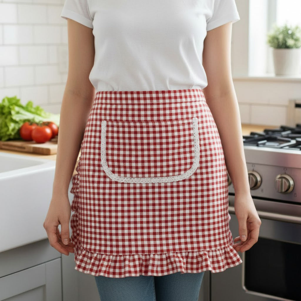 Anna-Kaci 3-Piece Decorative Waist Apron Set with Ruffle Trim Pocket and Adjustable Ties