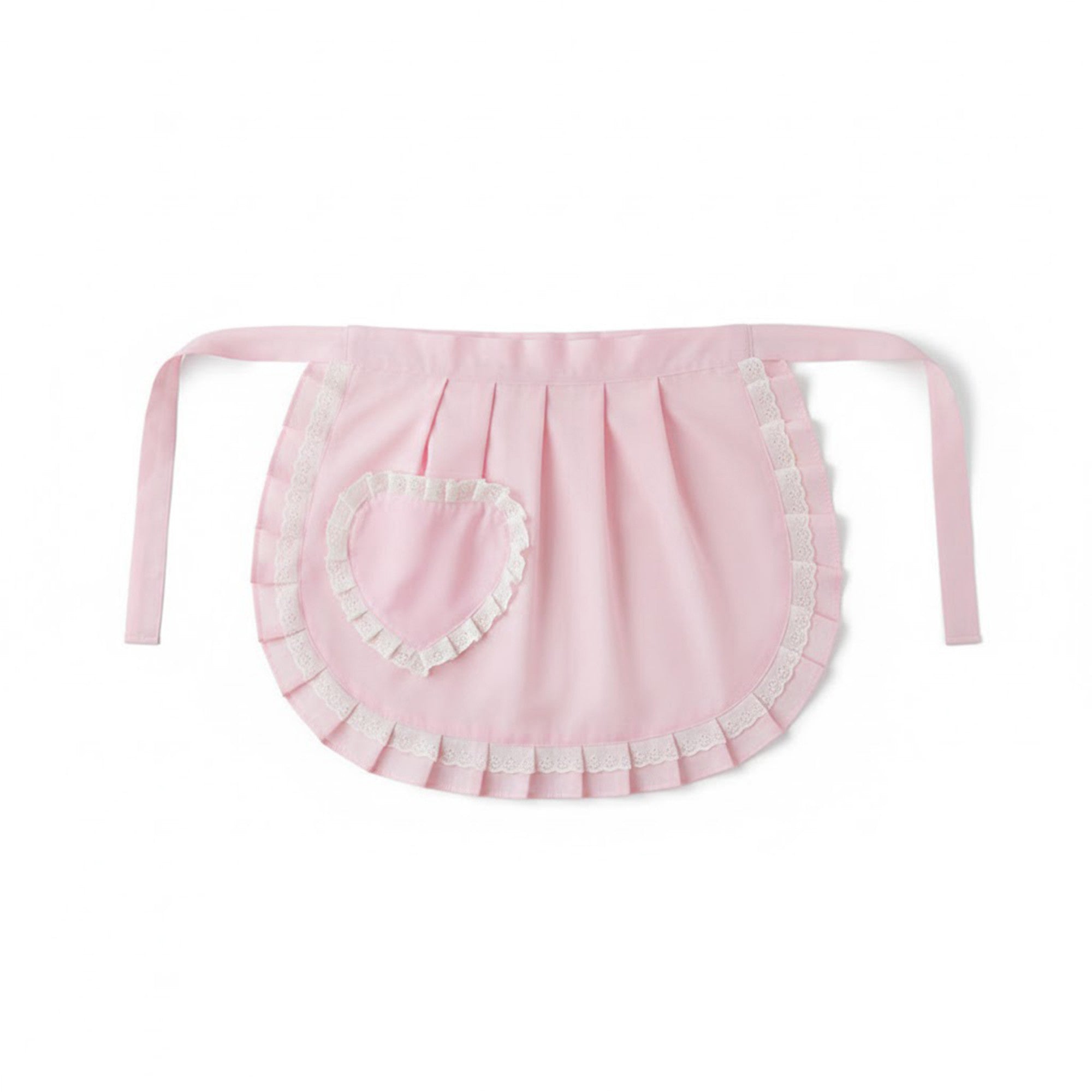 Anna-Kaci Decorative Waist Apron with Ruffle Trim Heart Pocket and Adjustable Ties