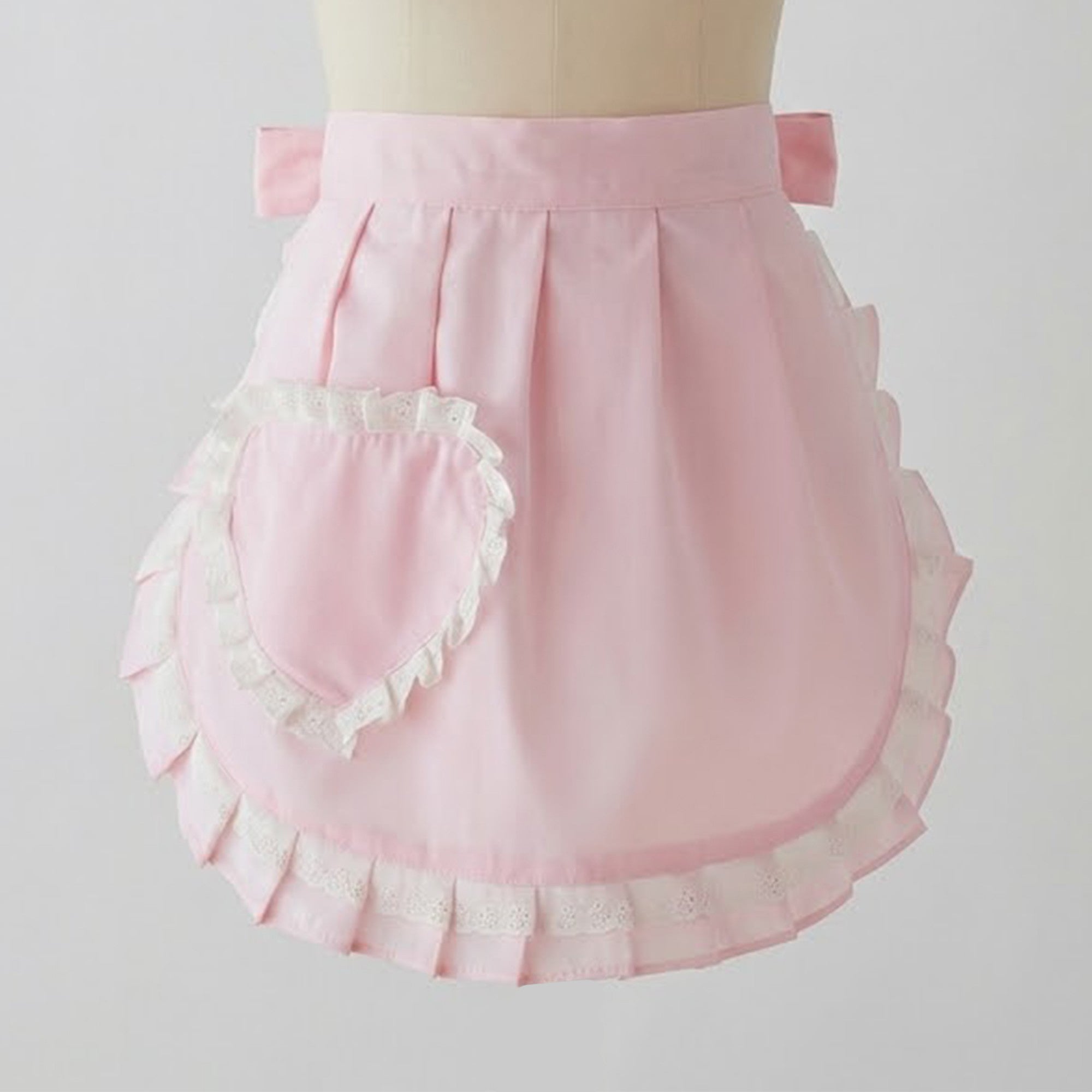 Anna-Kaci Decorative Waist Apron with Ruffle Trim Heart Pocket and Adjustable Ties