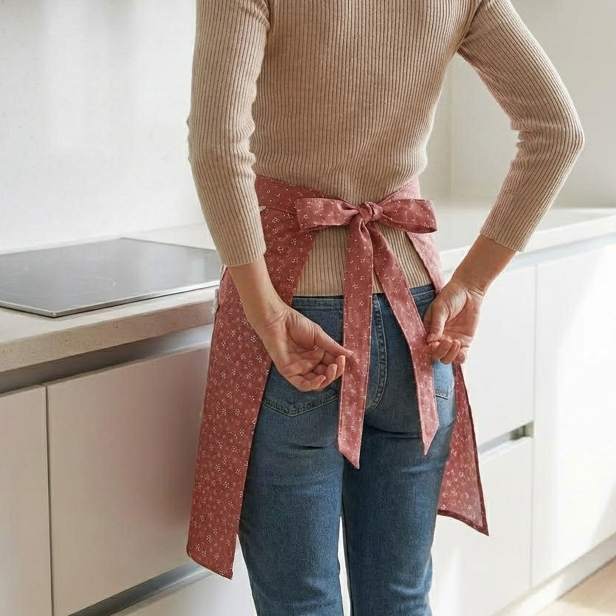 Anna-Kaci 2-Piece Printed Waist Apron Set with Pockets and Tie Closure