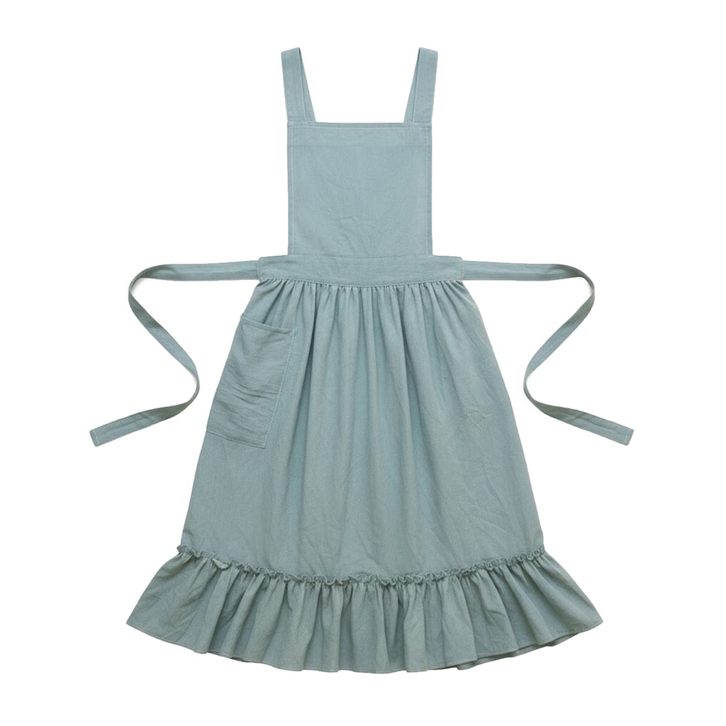 Anna-Kaci Adjustable Strap Ruffle Hem Apron with Front Pocket and Soft Fabric Design