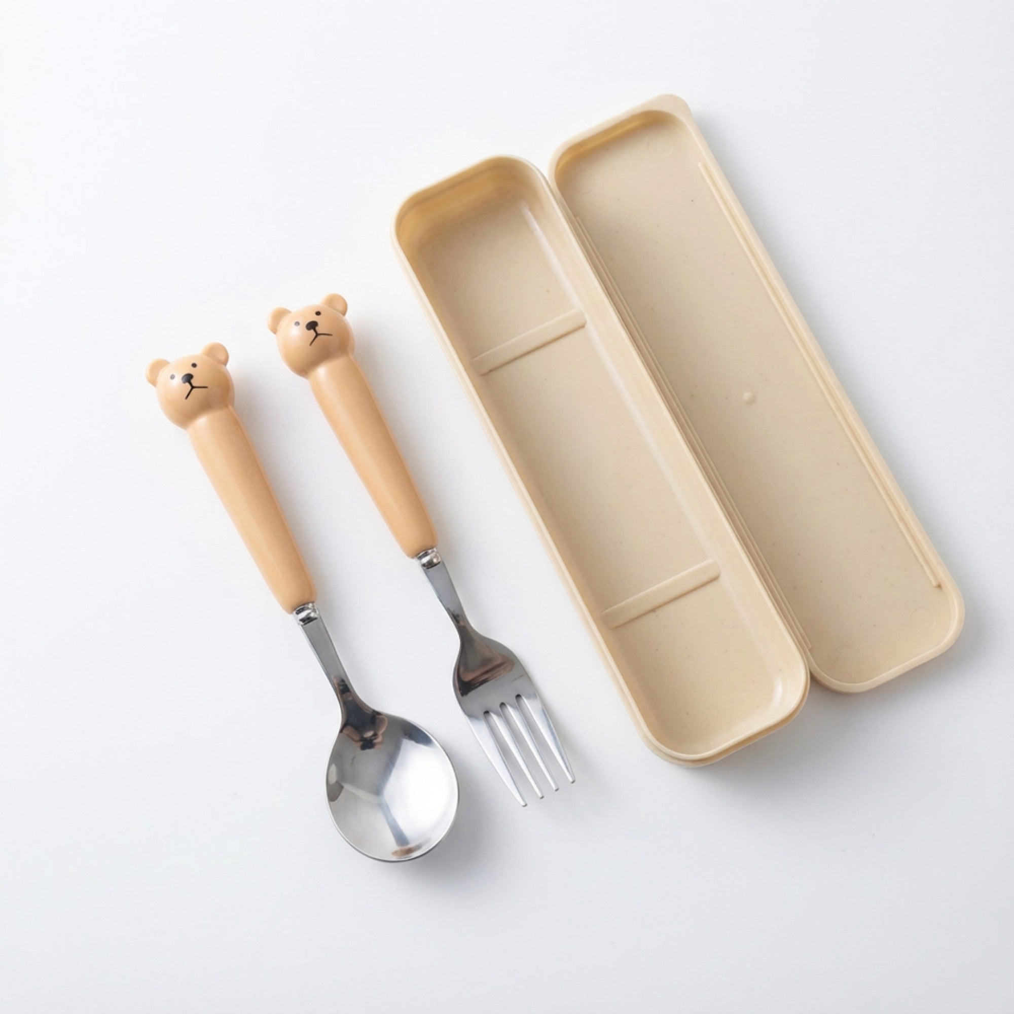 Anna-Kaci Portable Spoon and Fork Set with Storage Case Cute Character Handle Reusable Tableware