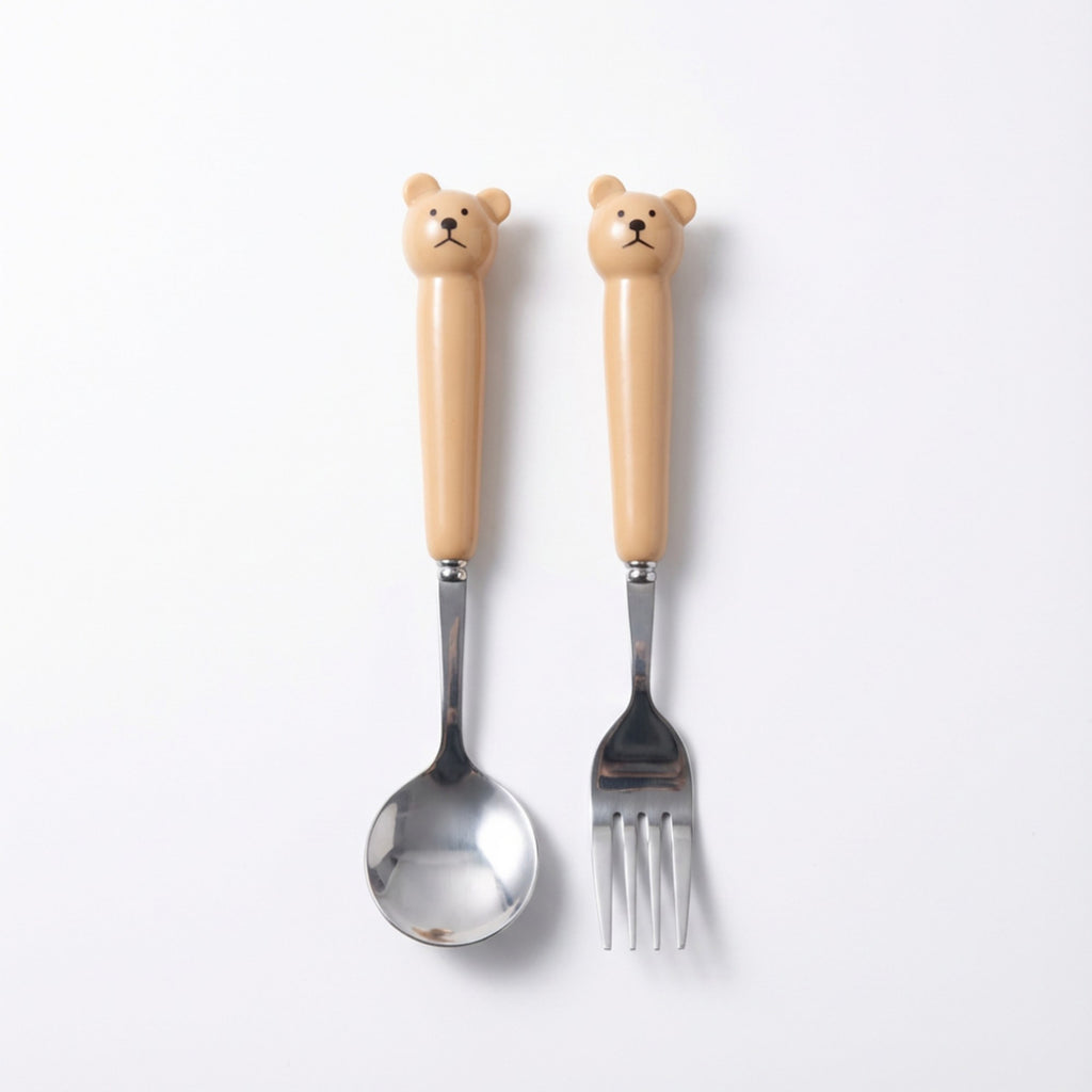 Anna-Kaci Portable Spoon and Fork Set with Storage Case Cute Character Handle Reusable Tableware