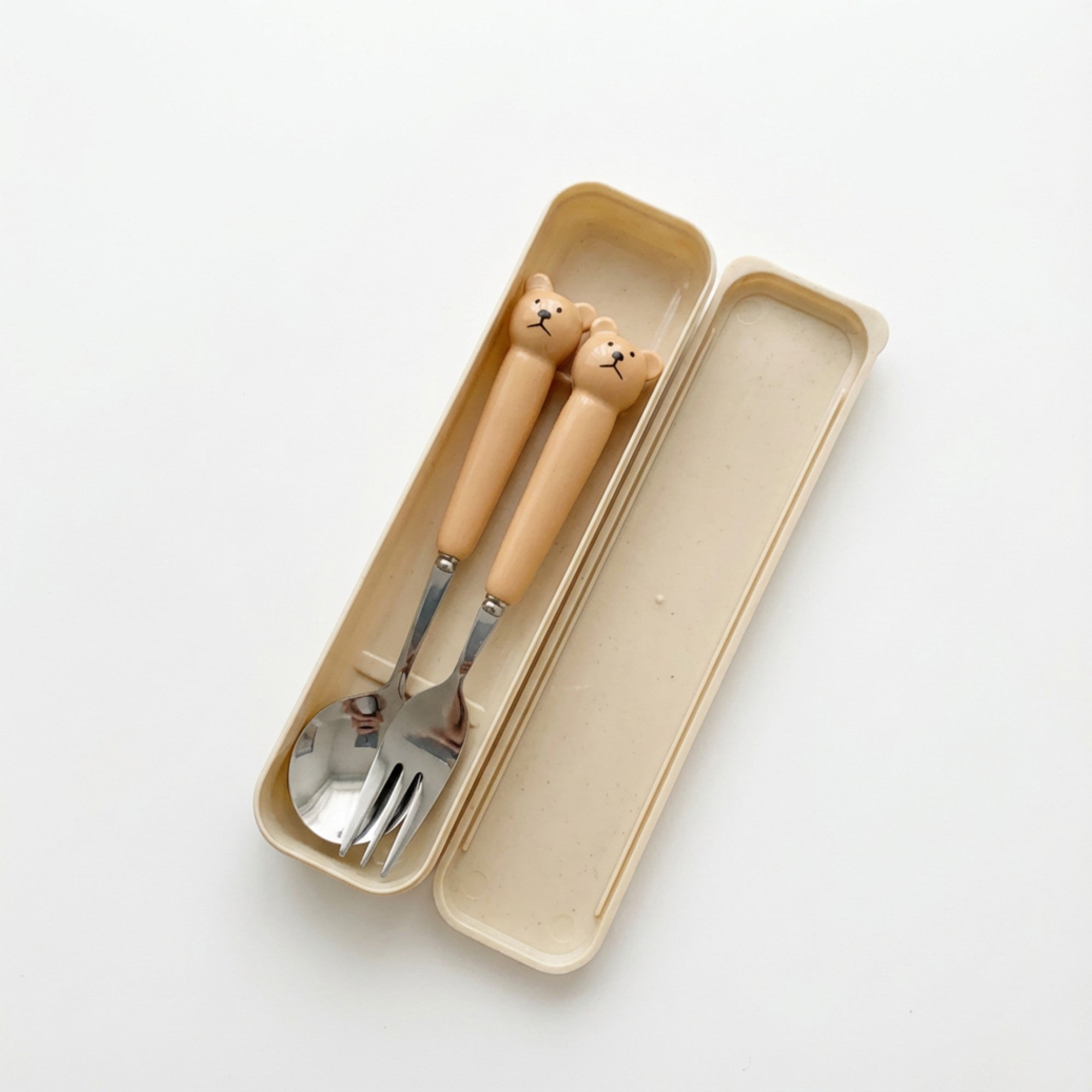 Anna-Kaci Portable Spoon and Fork Set with Storage Case Cute Character Handle Reusable Tableware
