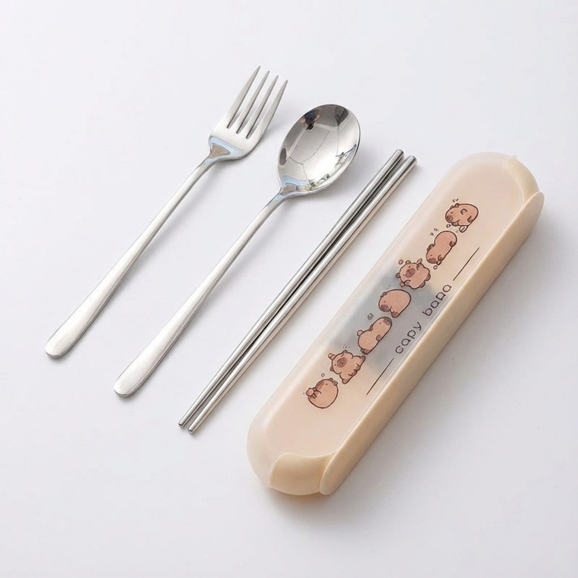 Anna-Kaci Panda Print Portable Cutlery Set with Storage Case Spoon Fork Chopsticks Travel Tableware