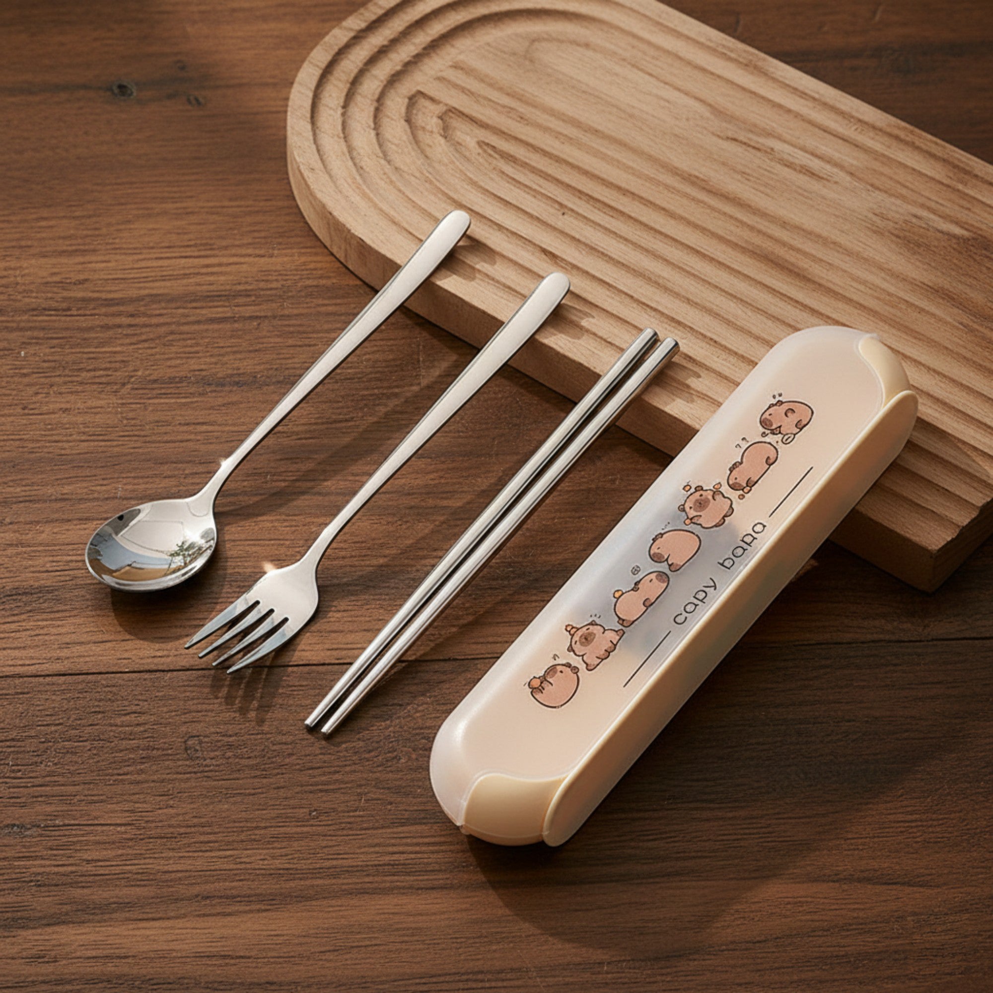 Anna-Kaci Panda Print Portable Cutlery Set with Storage Case Spoon Fork Chopsticks Travel Tableware