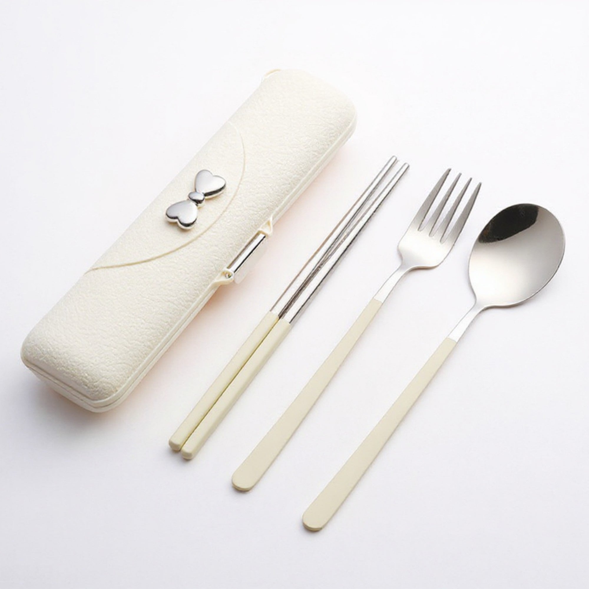 Anna-Kaci Portable Flatware Set with Storage Case Chopsticks Fork Spoon Travel Dining Utensils