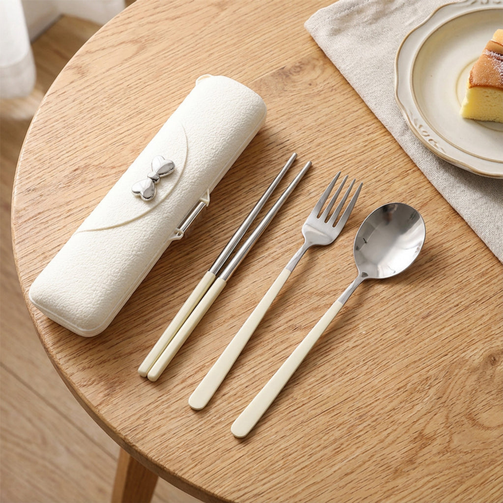 Anna-Kaci Portable Flatware Set with Storage Case Chopsticks Fork Spoon Travel Dining Utensils