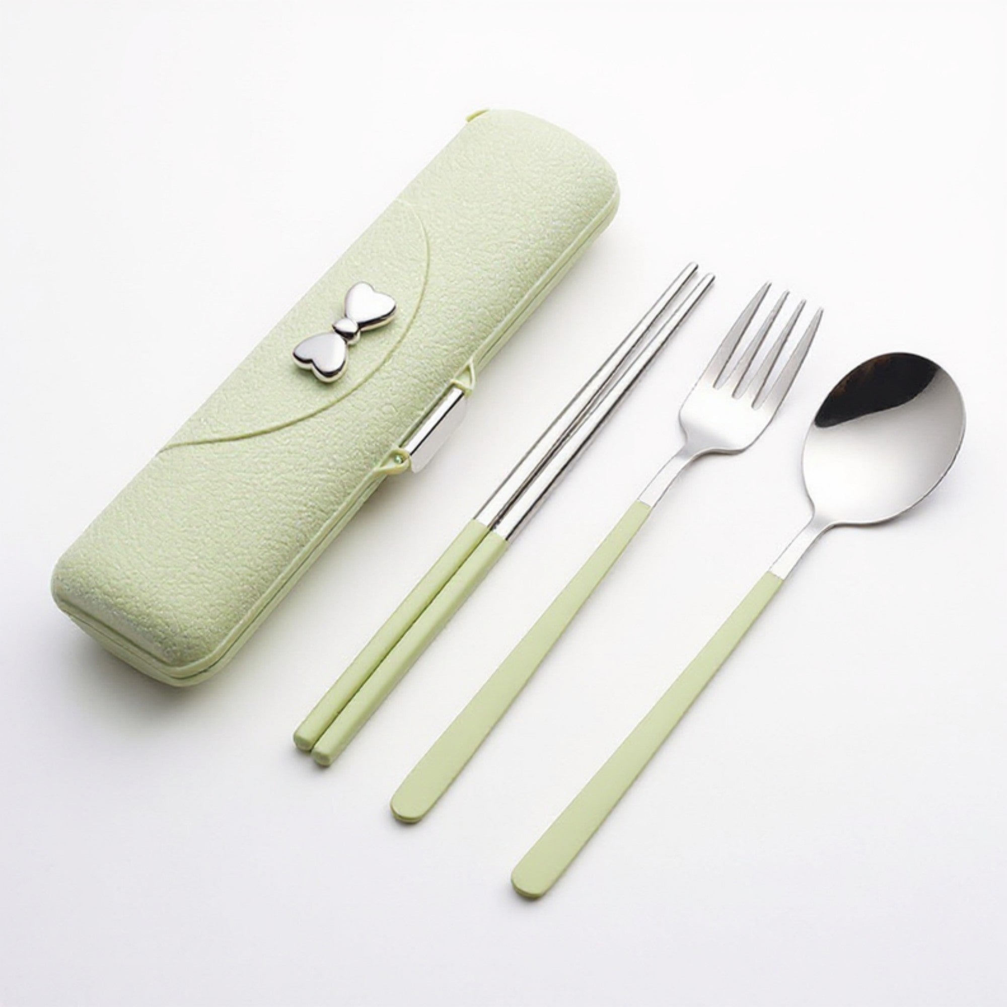 Anna-Kaci Portable Flatware Set with Storage Case Chopsticks Fork Spoon Travel Dining Utensils