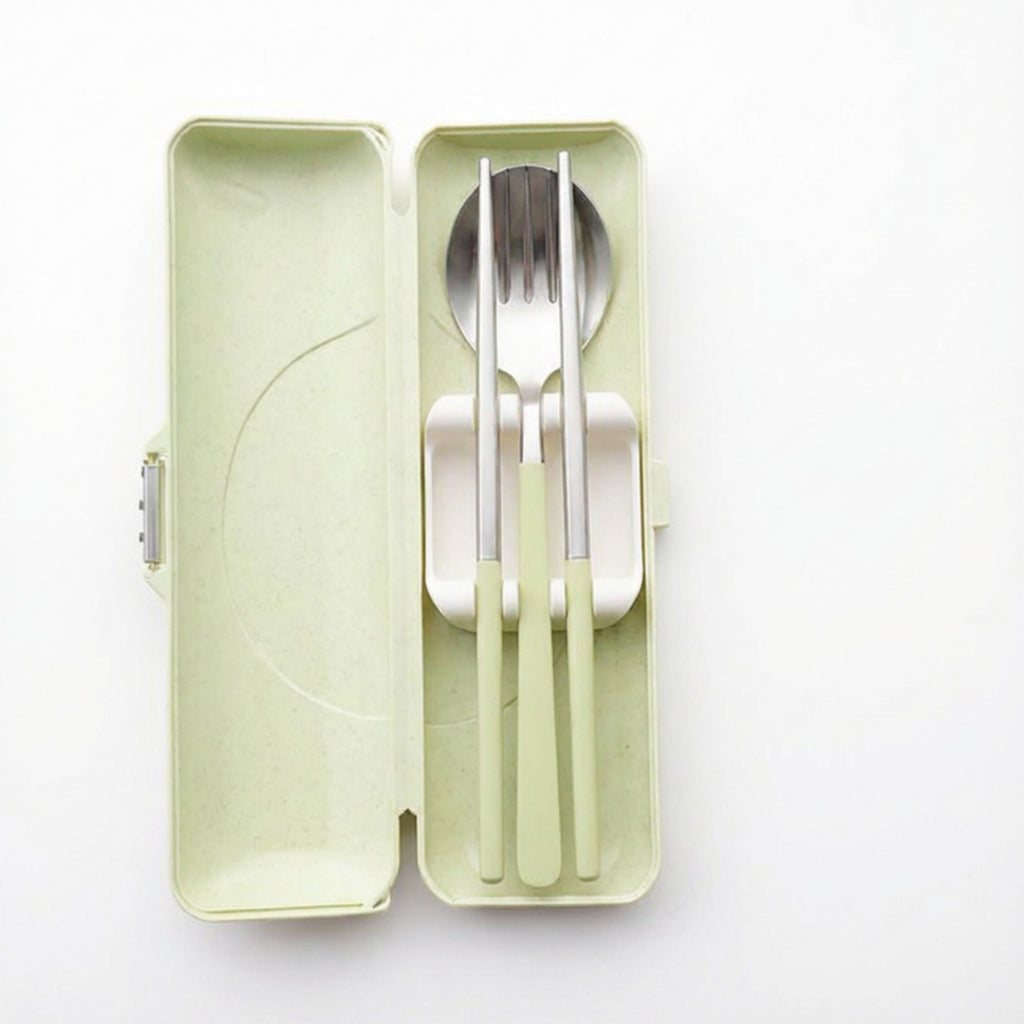 Anna-Kaci Portable Flatware Set with Storage Case Chopsticks Fork Spoon Travel Dining Utensils