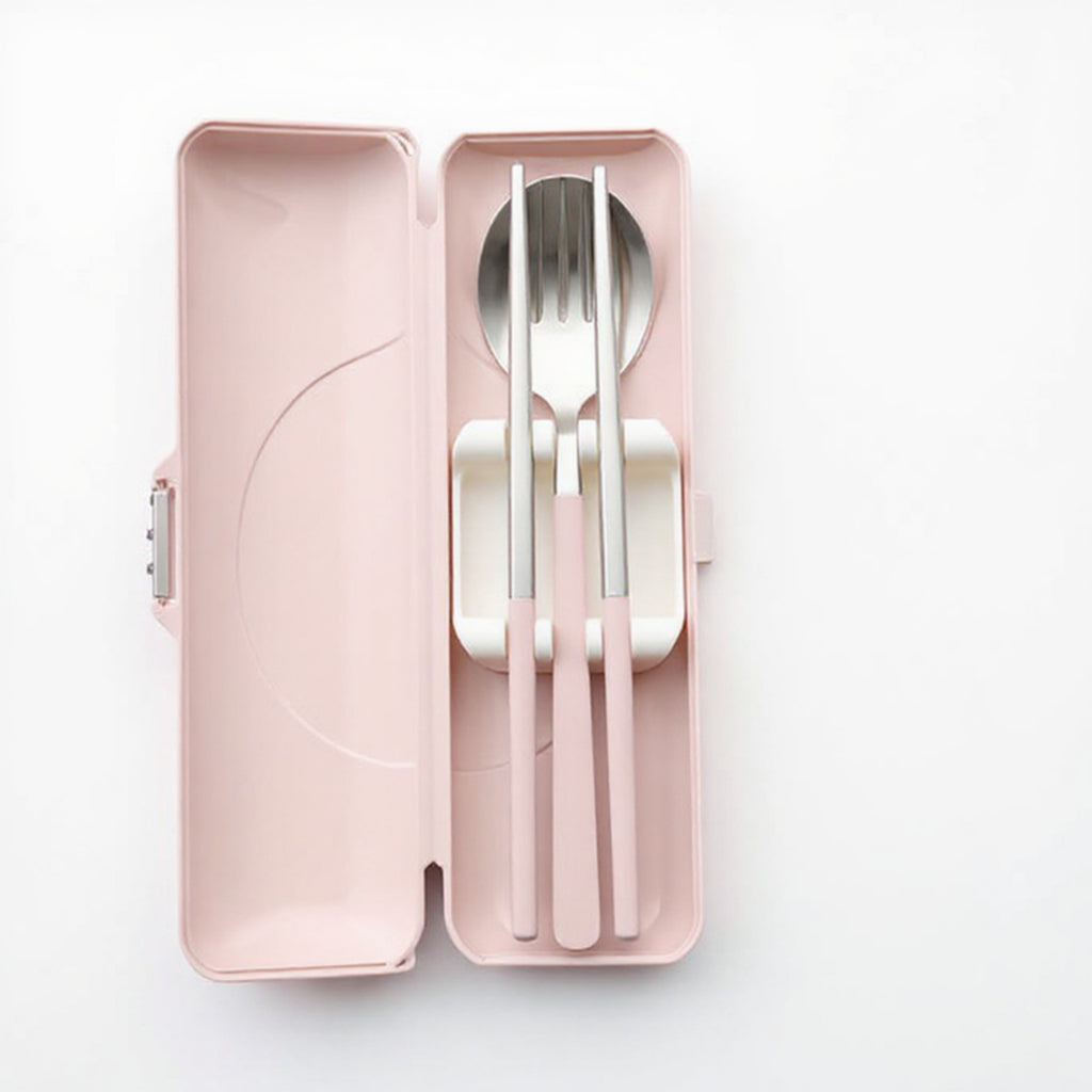 Anna-Kaci Portable Flatware Set with Storage Case Chopsticks Fork Spoon Travel Dining Utensils