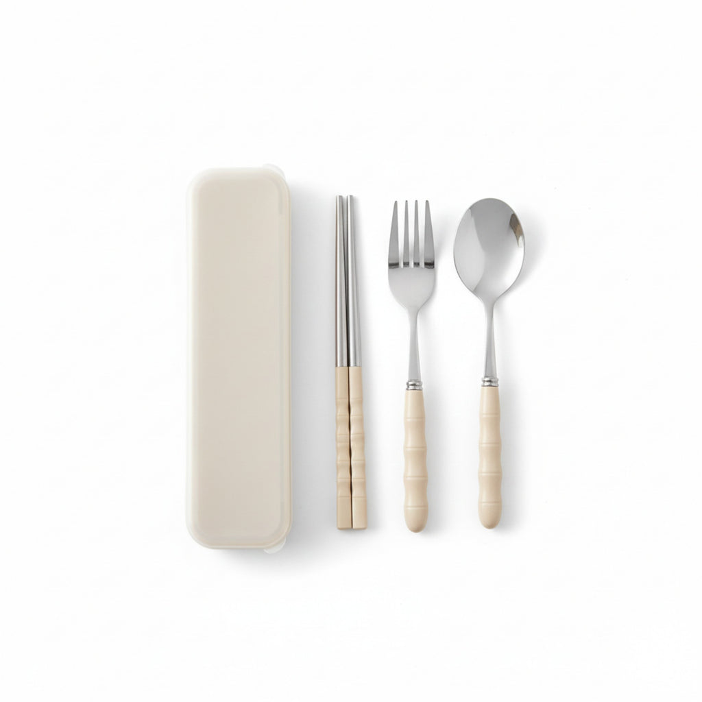 Anna-Kaci Reusable Travel Cutlery Set with Chopsticks Fork Spoon and Storage Case