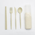Anna-Kaci Reusable Dining Utensil Set with Chopsticks Fork Knife Spoon and Storage Case