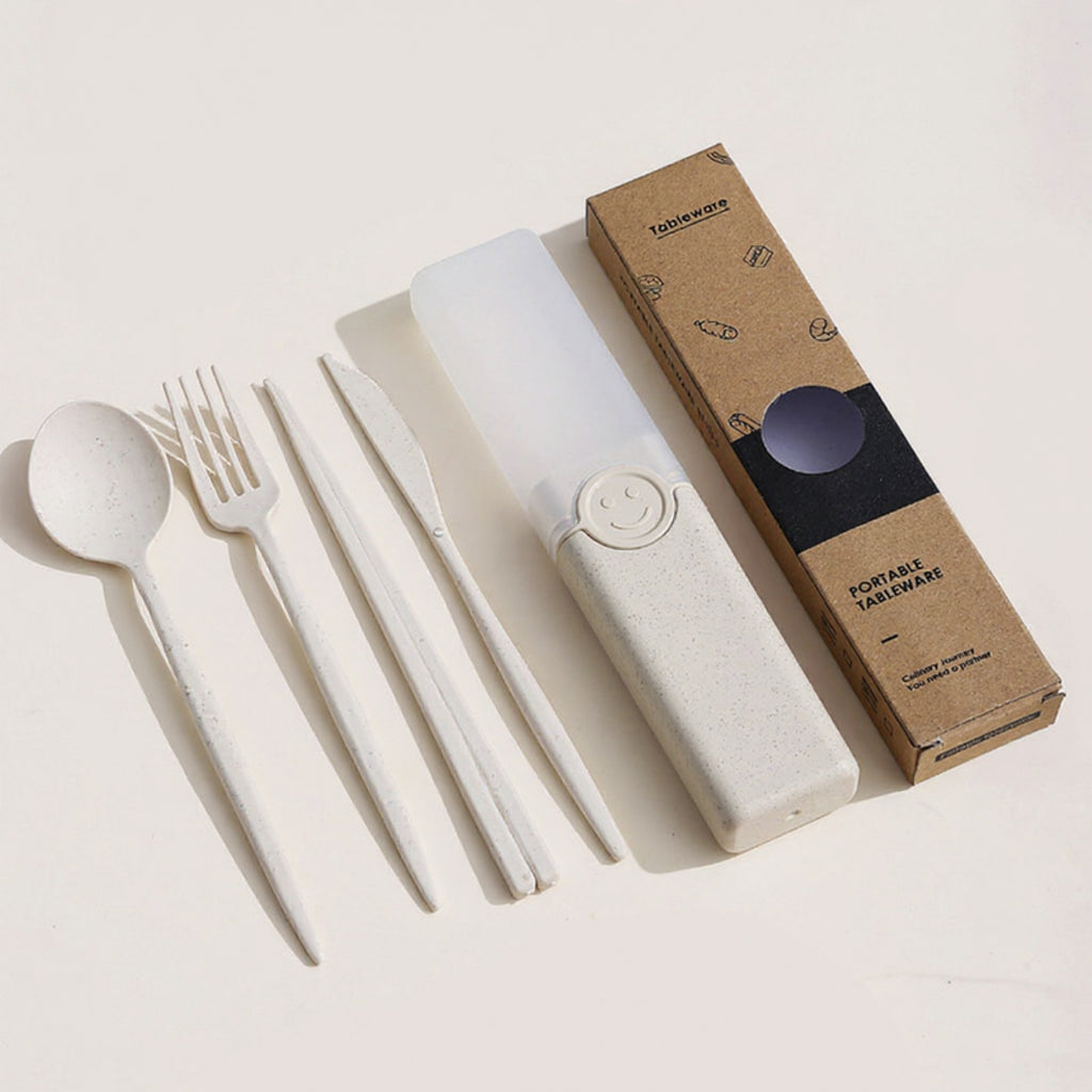 Anna-Kaci Reusable Dining Utensil Set with Chopsticks Fork Knife Spoon and Storage Case