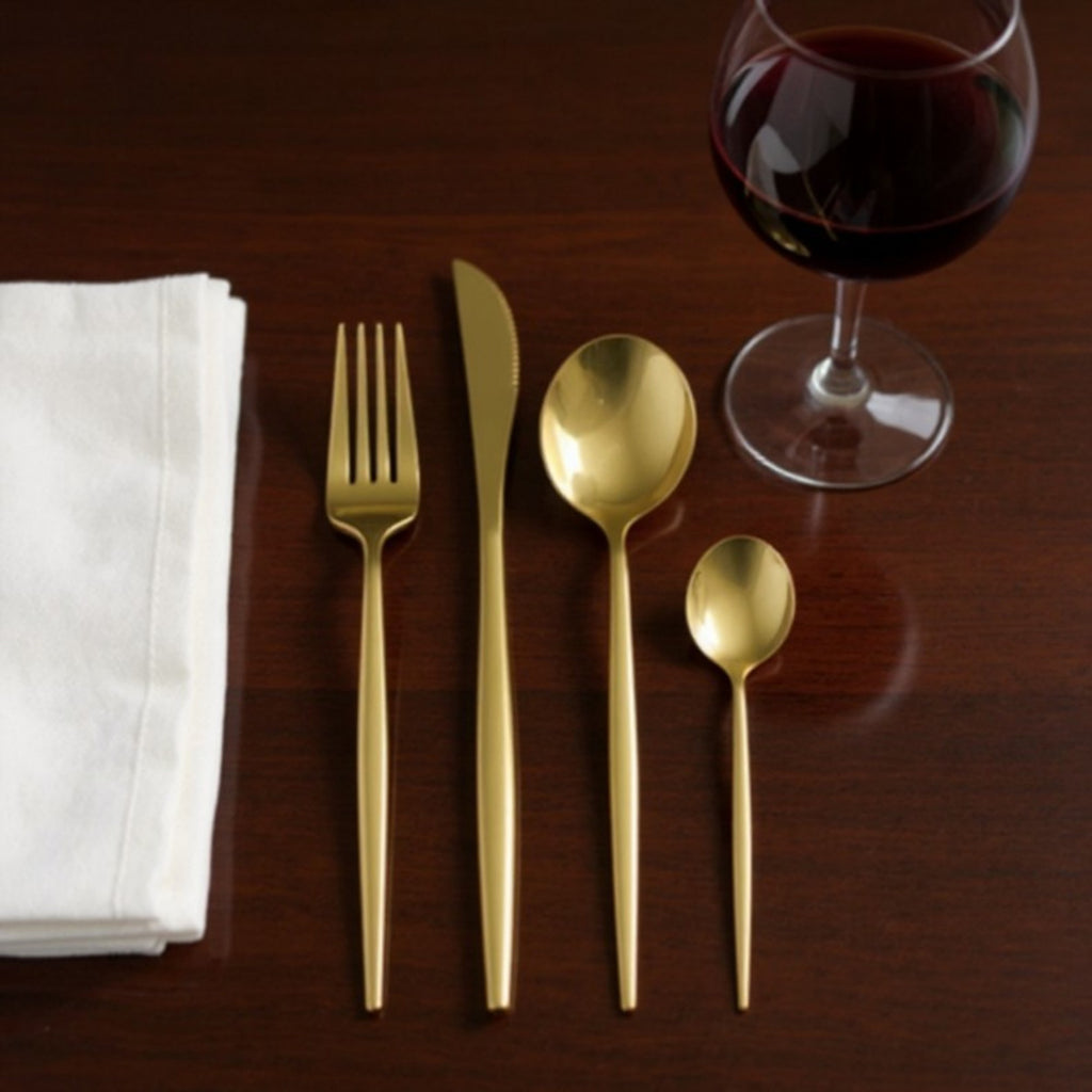 Anna-Kaci Polished Cutlery Set with Coordinated Flatware Pieces and Decorative Storage Box