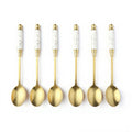 Anna-Kaci Decorative Teaspoon Set with Gold Tone Finish and Patterned Handle Design