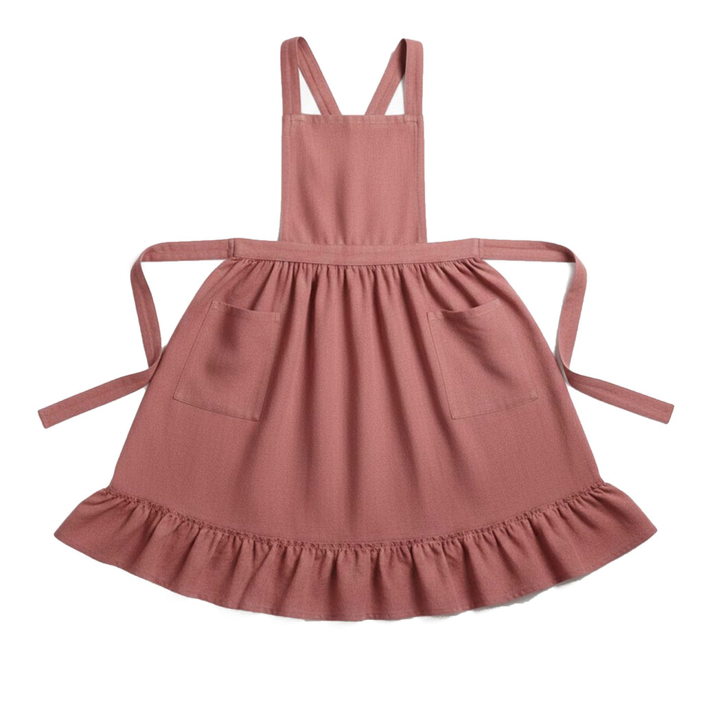 Anna-Kaci Adjustable Cross Back Ruffle Hem Apron with Front Pockets and Soft Fabric Design