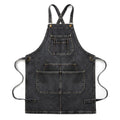 Anna-Kaci Adjustable Cross Back Denim Utility Apron with Multi Pocket Storage and Reinforced Hardware Design