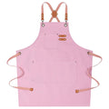 Anna-Kaci Adjustable Cross Back Utility Kitchen Apron with Faux Leather Strap Accents and Multi Pocket Storage Design