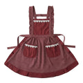 Anna-Kaci Lace Trim Check and Stripe Kitchen Apron with Ruffle Strap Bib Dual Front Pockets and Adjustable Waist Ties