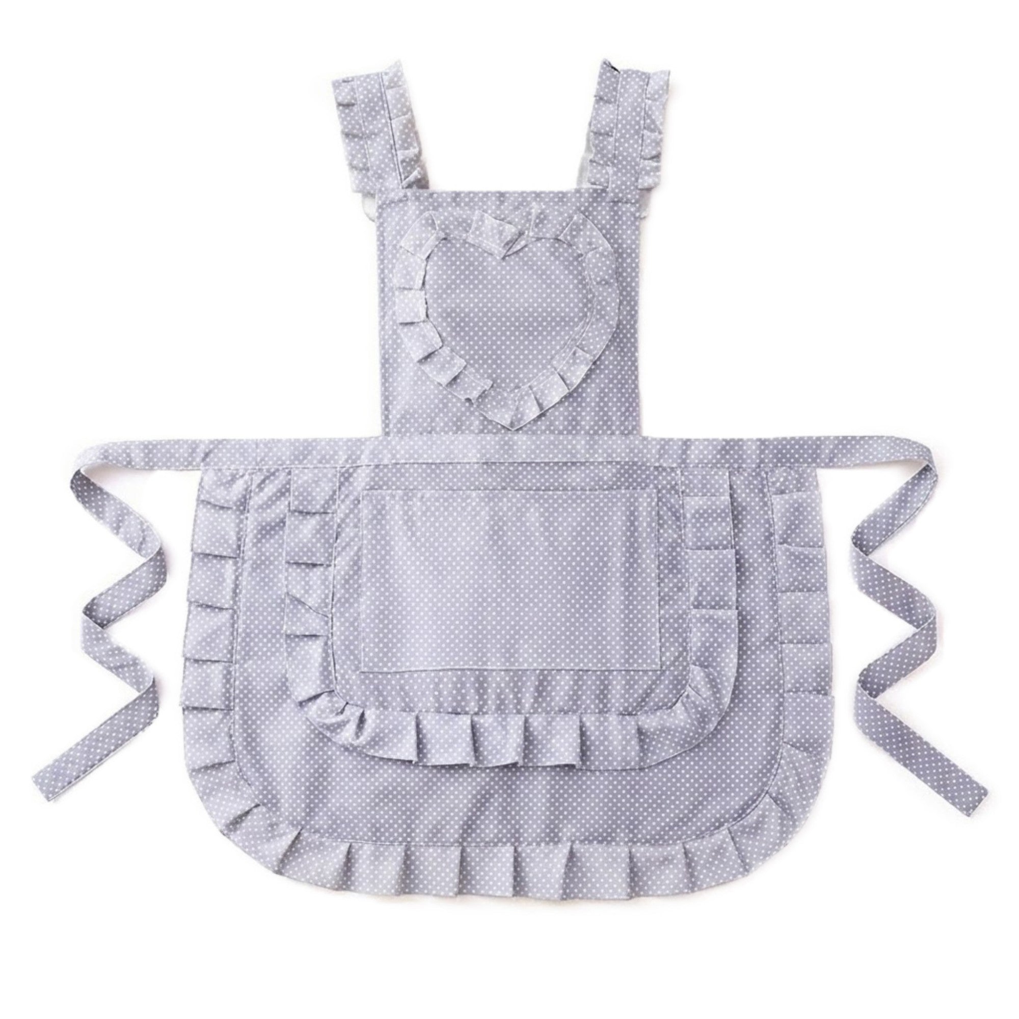 Anna-Kaci Ruffle Detail Kitchen Apron with Heart Accent Front Pocket and Adjustable Waist Ties