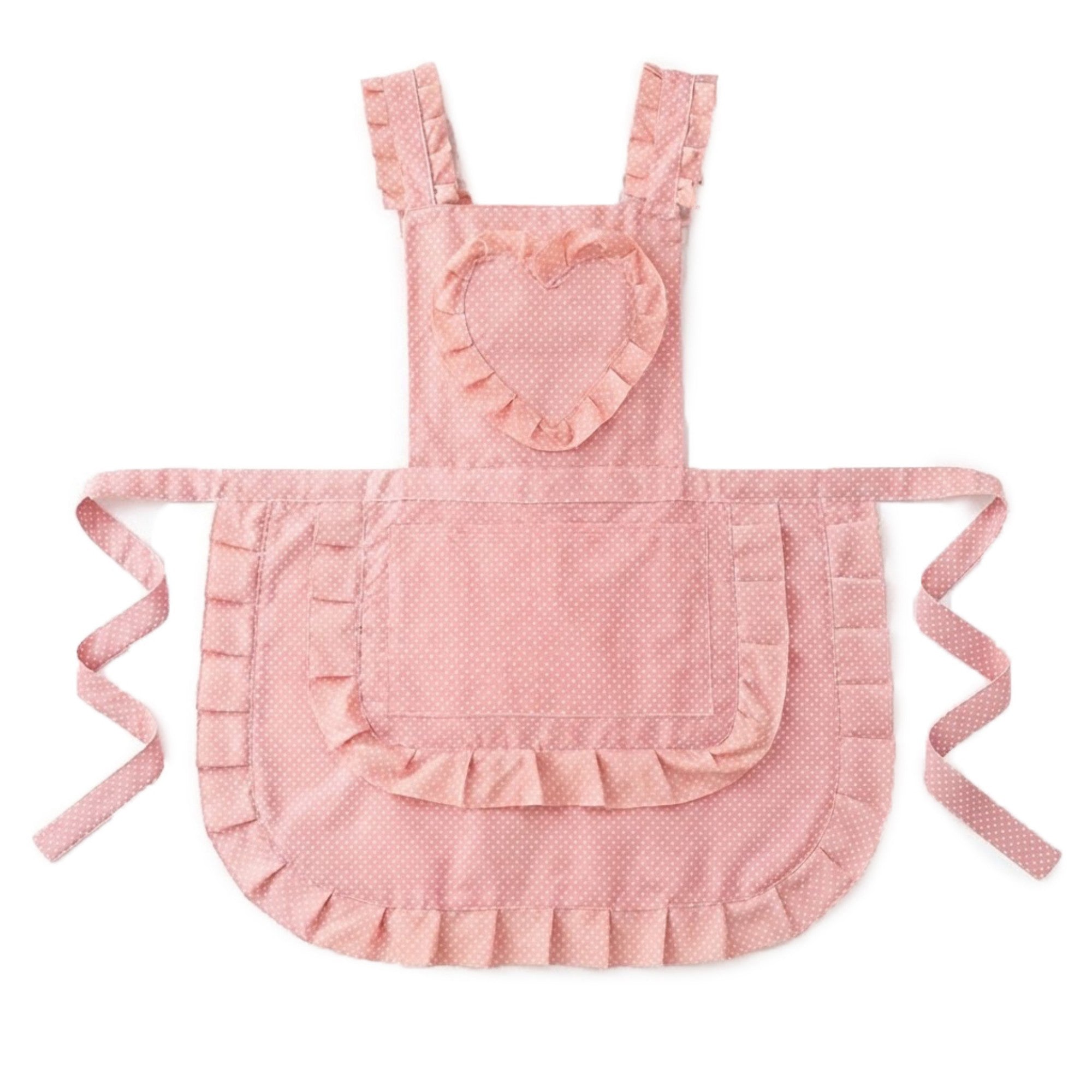 Anna-Kaci Ruffle Detail Kitchen Apron with Heart Accent Front Pocket and Adjustable Waist Ties