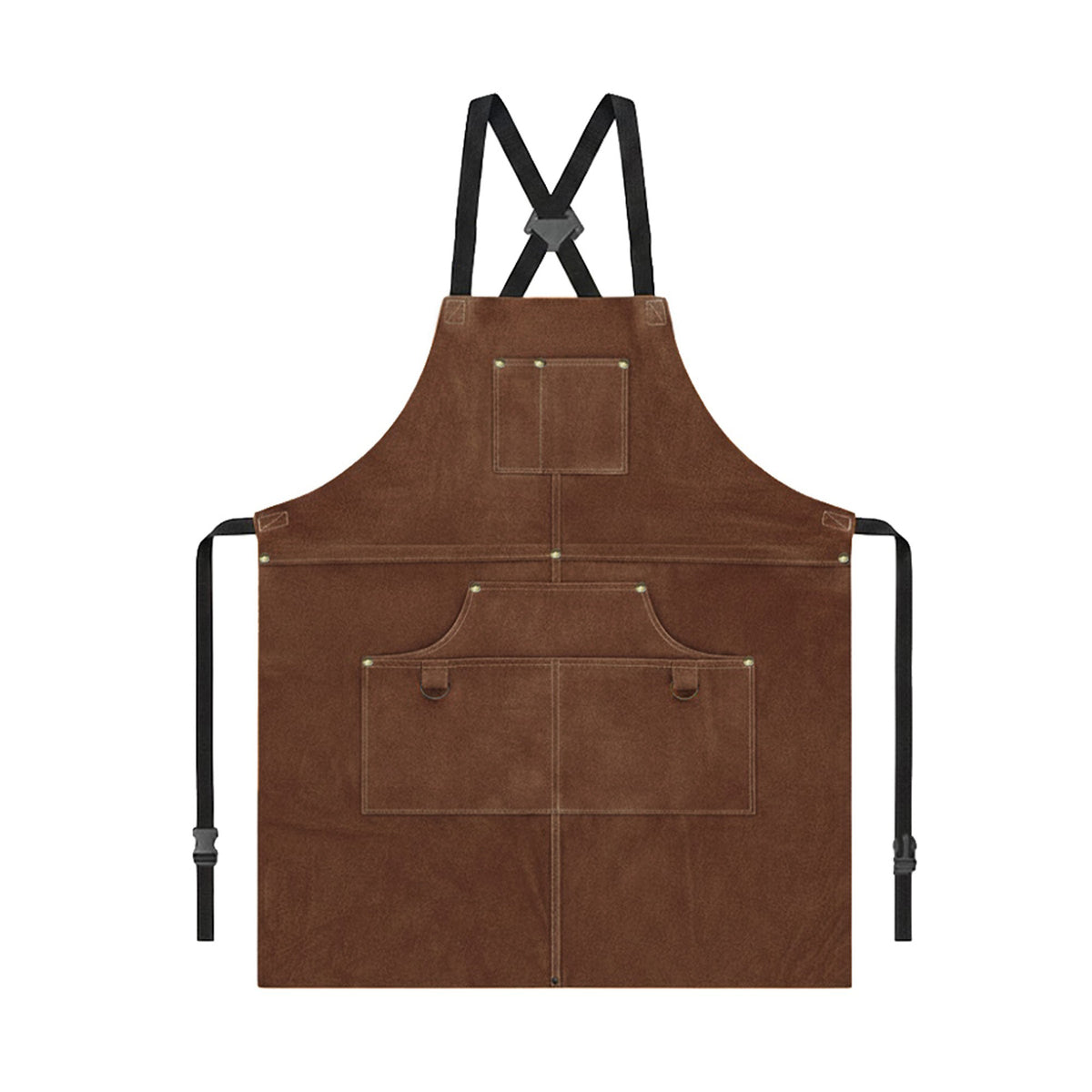 Heavy Duty Work Apron with Adjustable Cross Back Straps Multiple Tool Pockets and Reinforced Construction