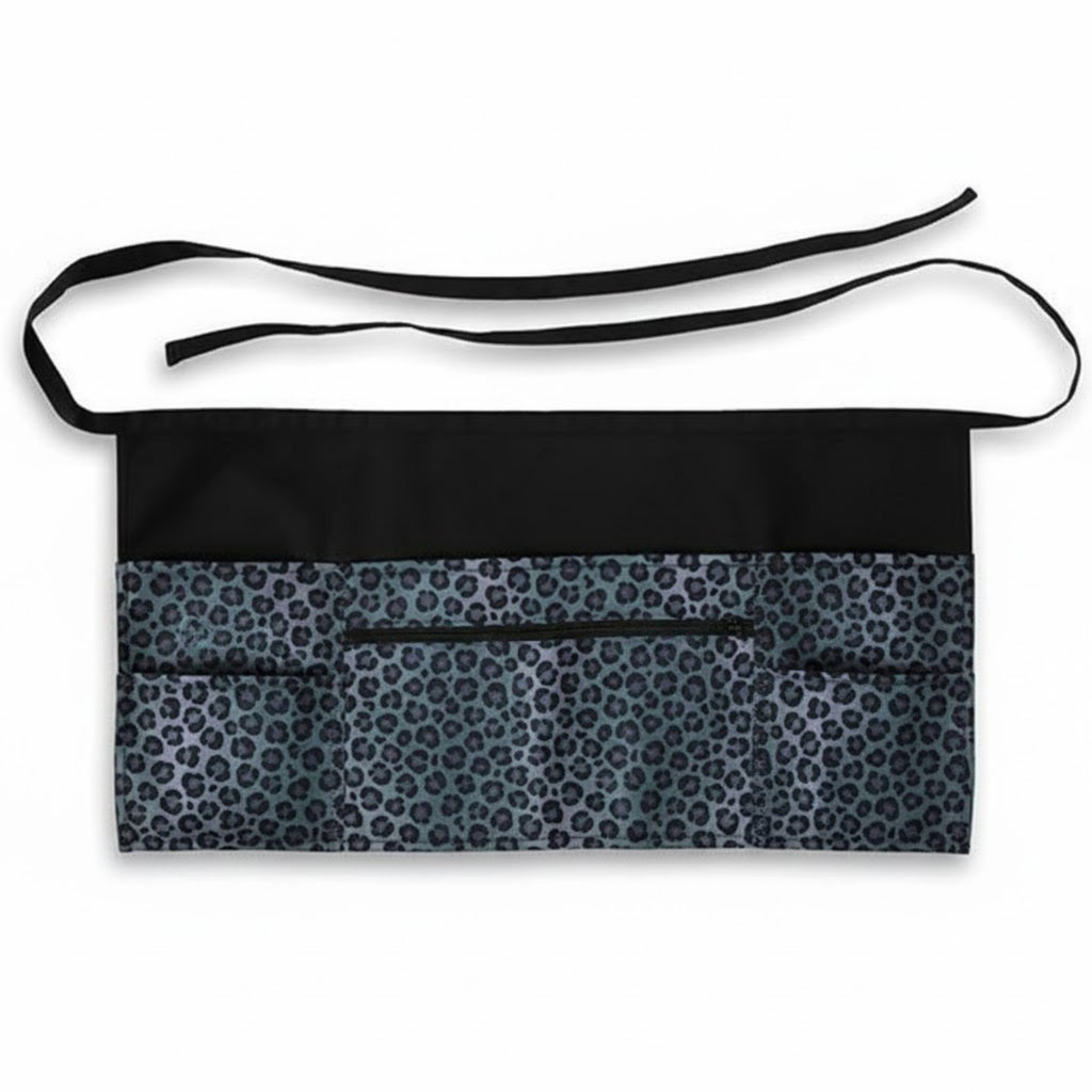 Anna-Kaci Leopard Print Utility Waist Apron with Adjustable Ties Zipper Pocket and Multiple Front Storage Pockets