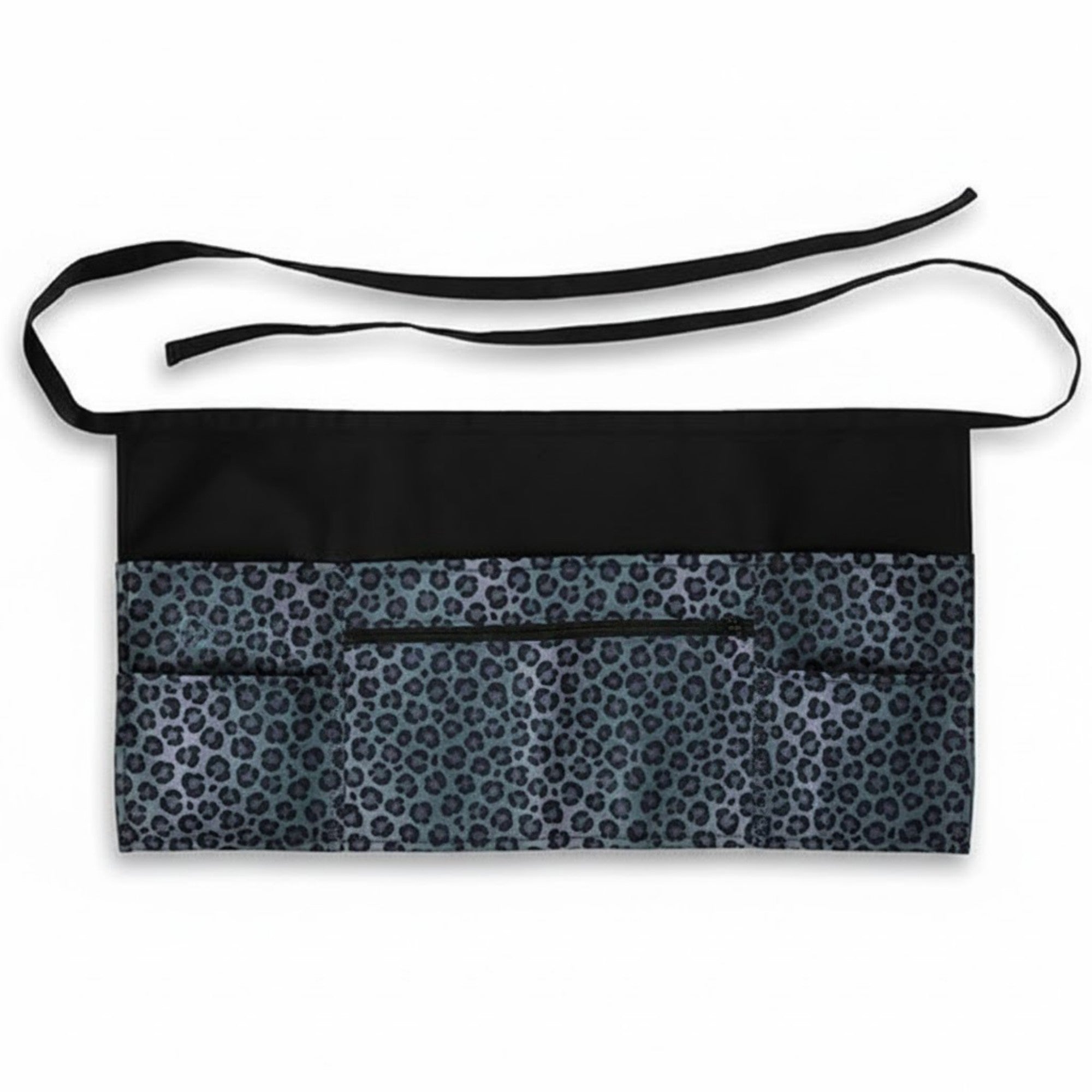 Anna-Kaci Leopard Print Utility Waist Apron with Adjustable Ties Zipper Pocket and Multiple Front Storage Pockets