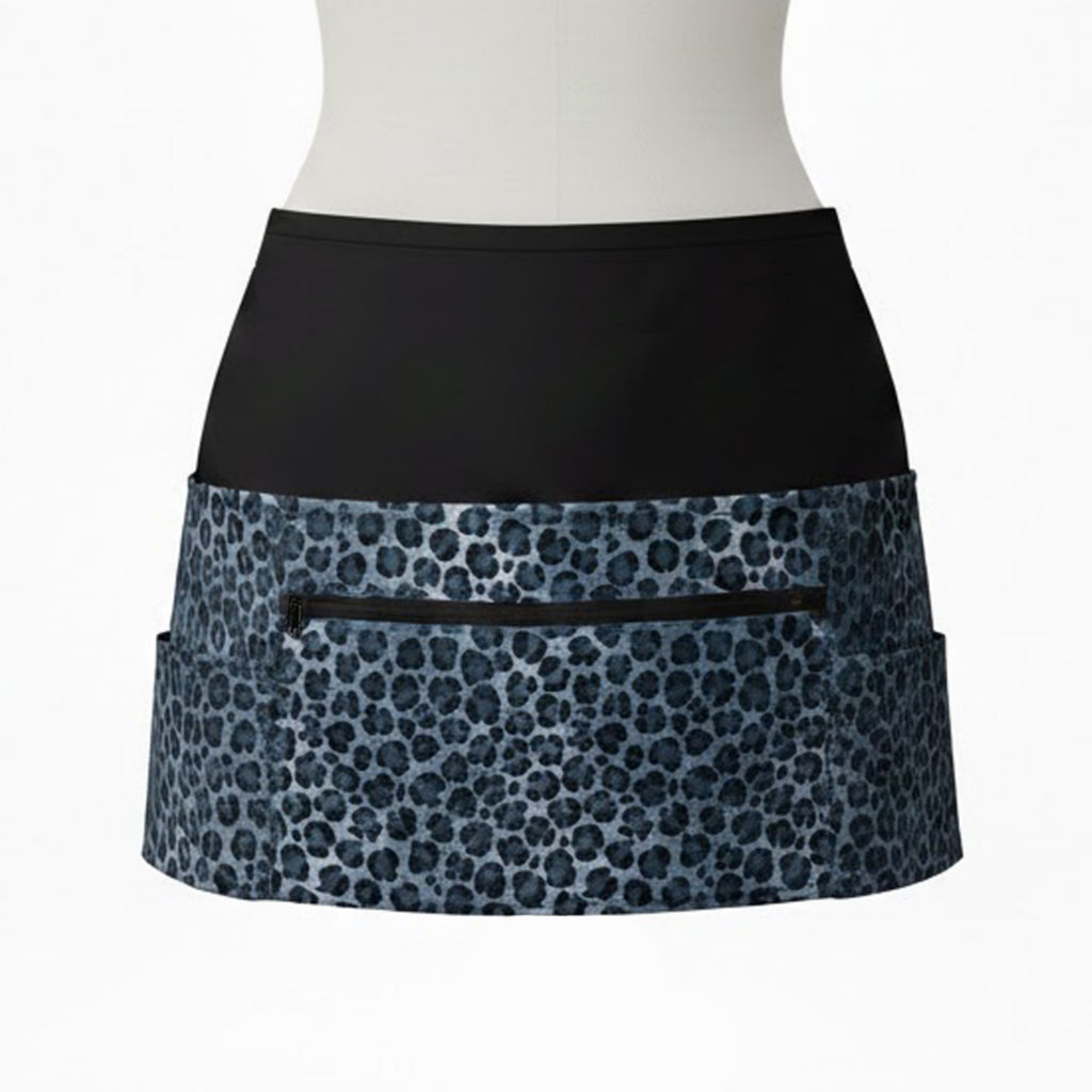 Anna-Kaci Leopard Print Utility Waist Apron with Adjustable Ties Zipper Pocket and Multiple Front Storage Pockets