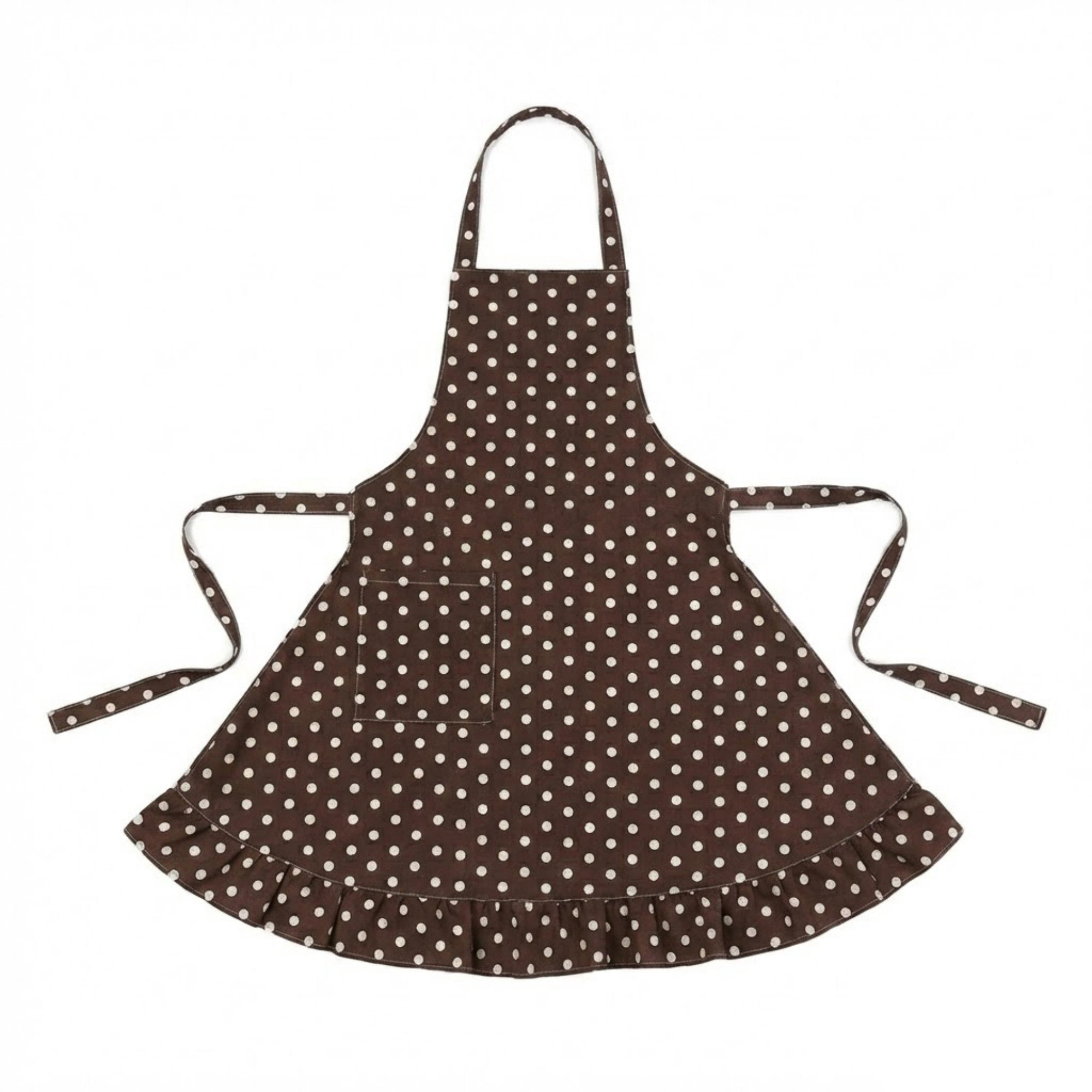 Anna-Kaci Polka Dot Kitchen Apron with Adjustable Neck Strap Front Pocket and Ruffled Hem