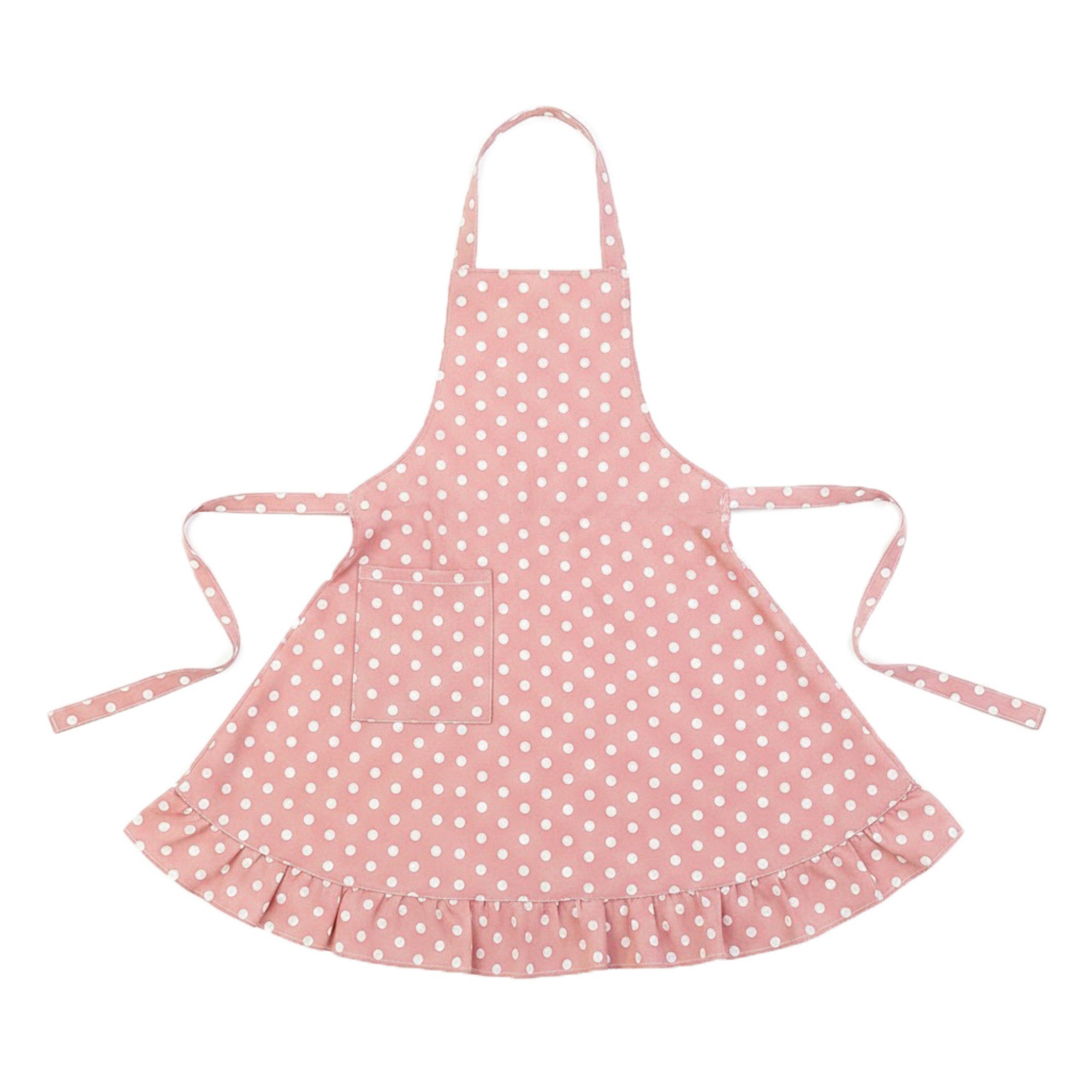 Anna-Kaci Polka Dot Kitchen Apron with Adjustable Neck Strap Front Pocket and Ruffled Hem