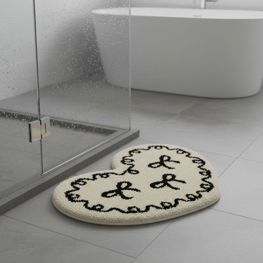 Anna-Kaci Heart Shaped Decorative Floor Mat Soft Plush Accent with Non Slip Backing
