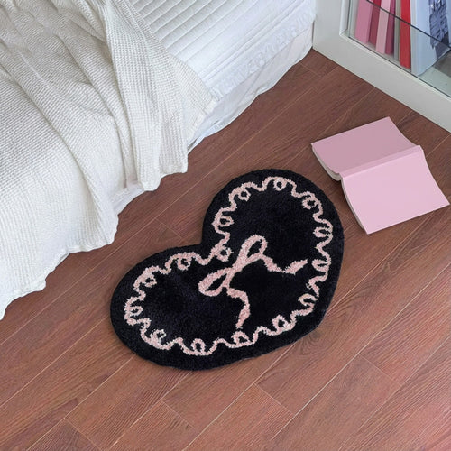 Anna-Kaci Heart Shaped Decorative Floor Mat Soft Plush Accent with Non Slip Backing