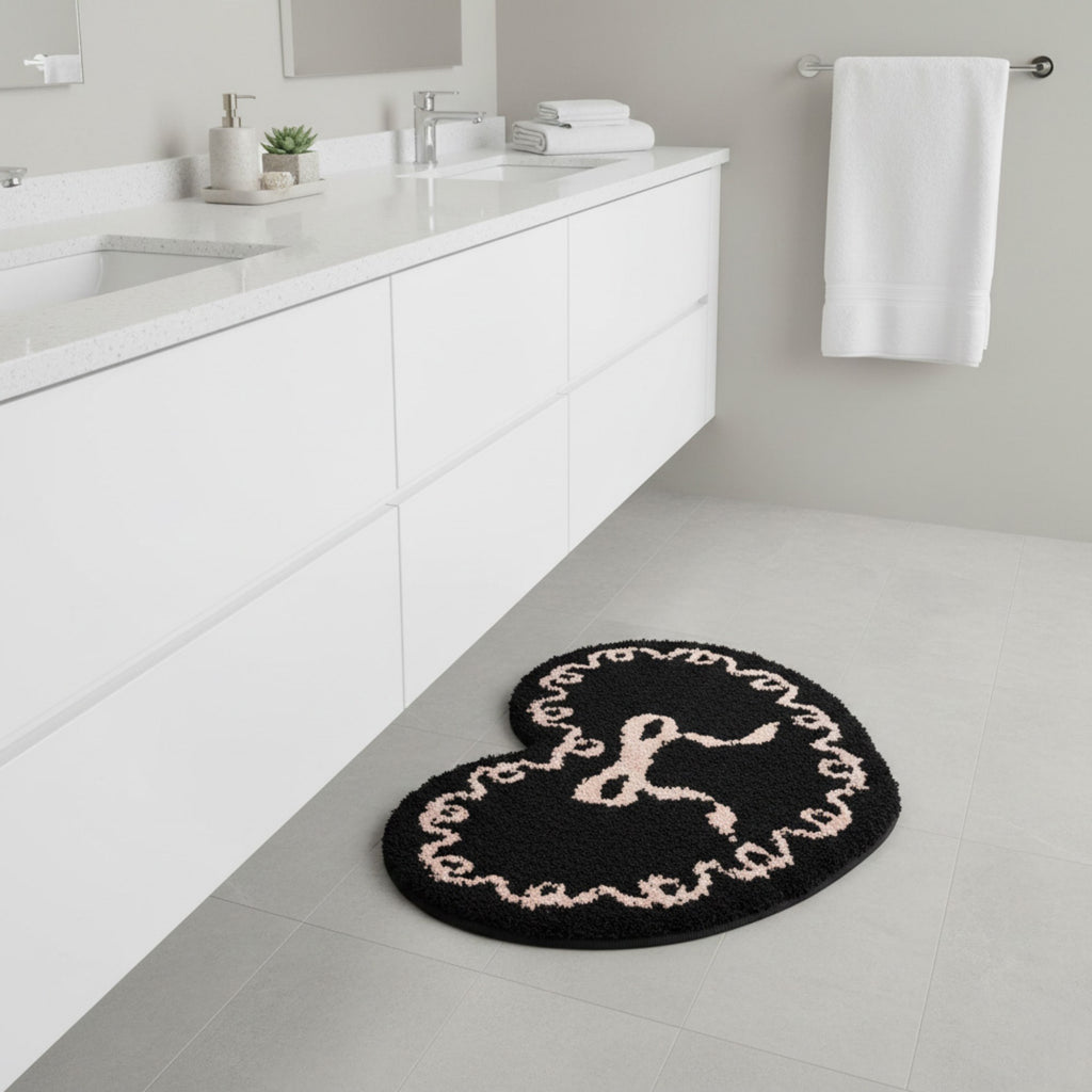 Anna-Kaci Heart Shaped Decorative Floor Mat Soft Plush Accent with Non Slip Backing
