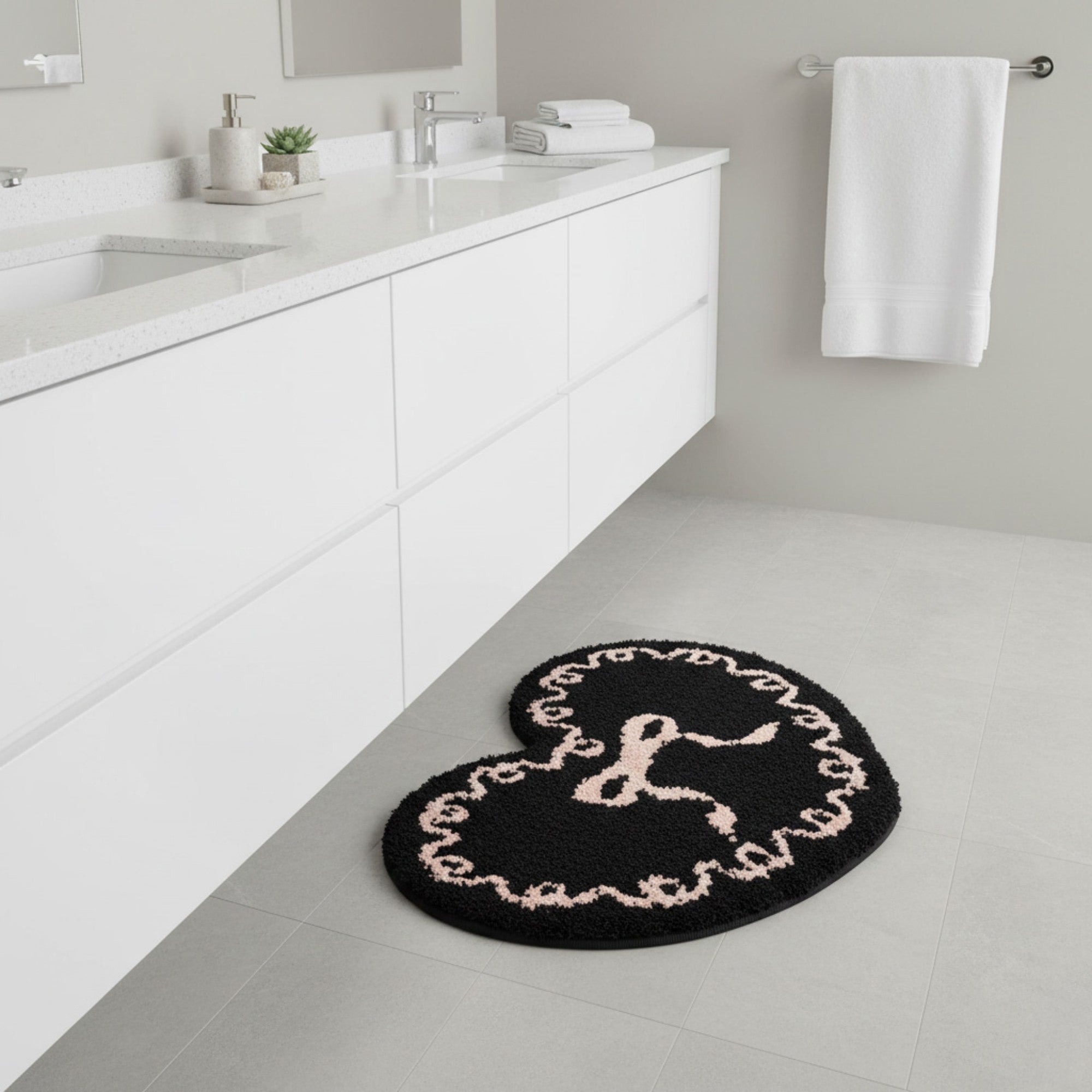 Anna-Kaci Heart Shaped Decorative Floor Mat Soft Plush Accent with Non Slip Backing