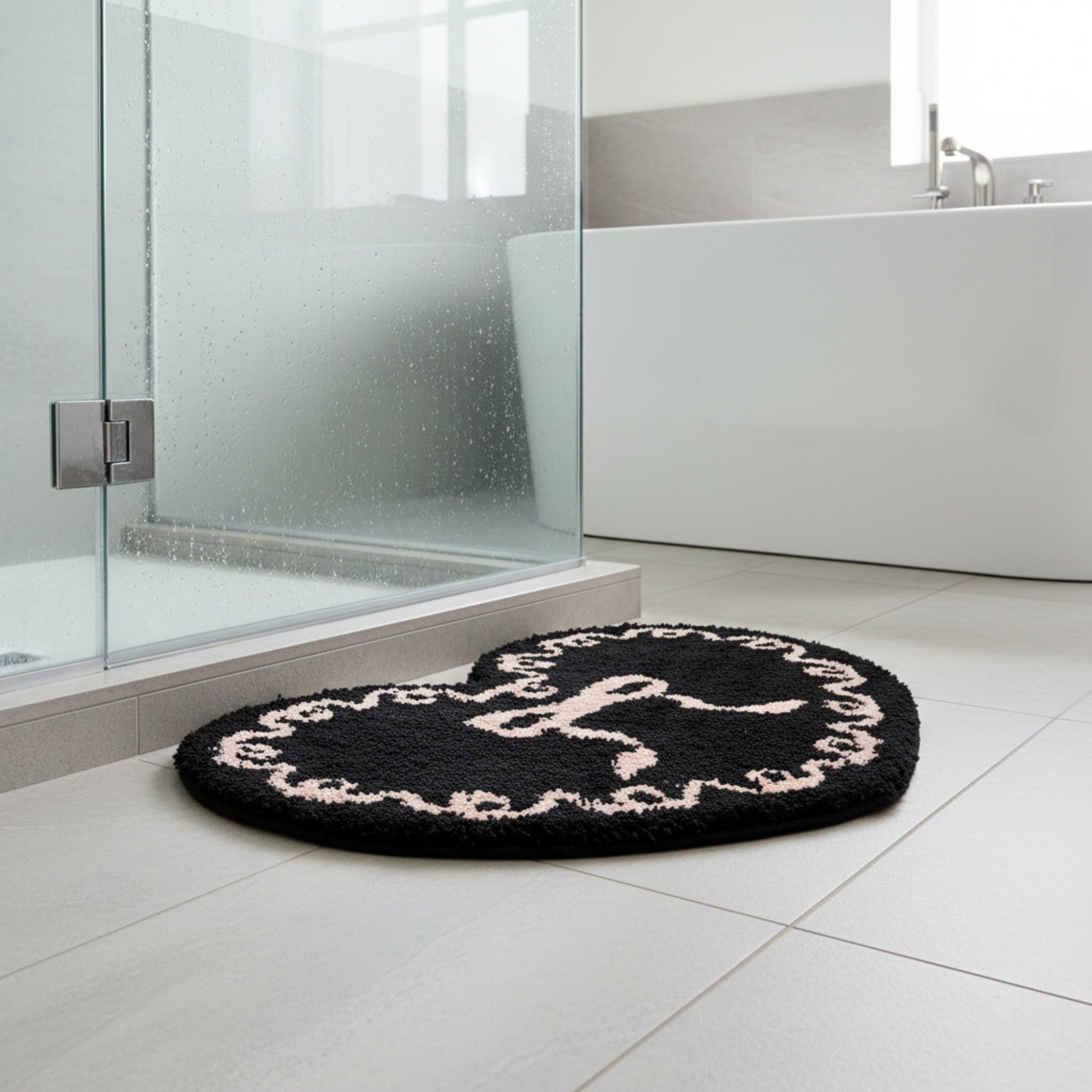 Anna-Kaci Heart Shaped Decorative Floor Mat Soft Plush Accent with Non Slip Backing