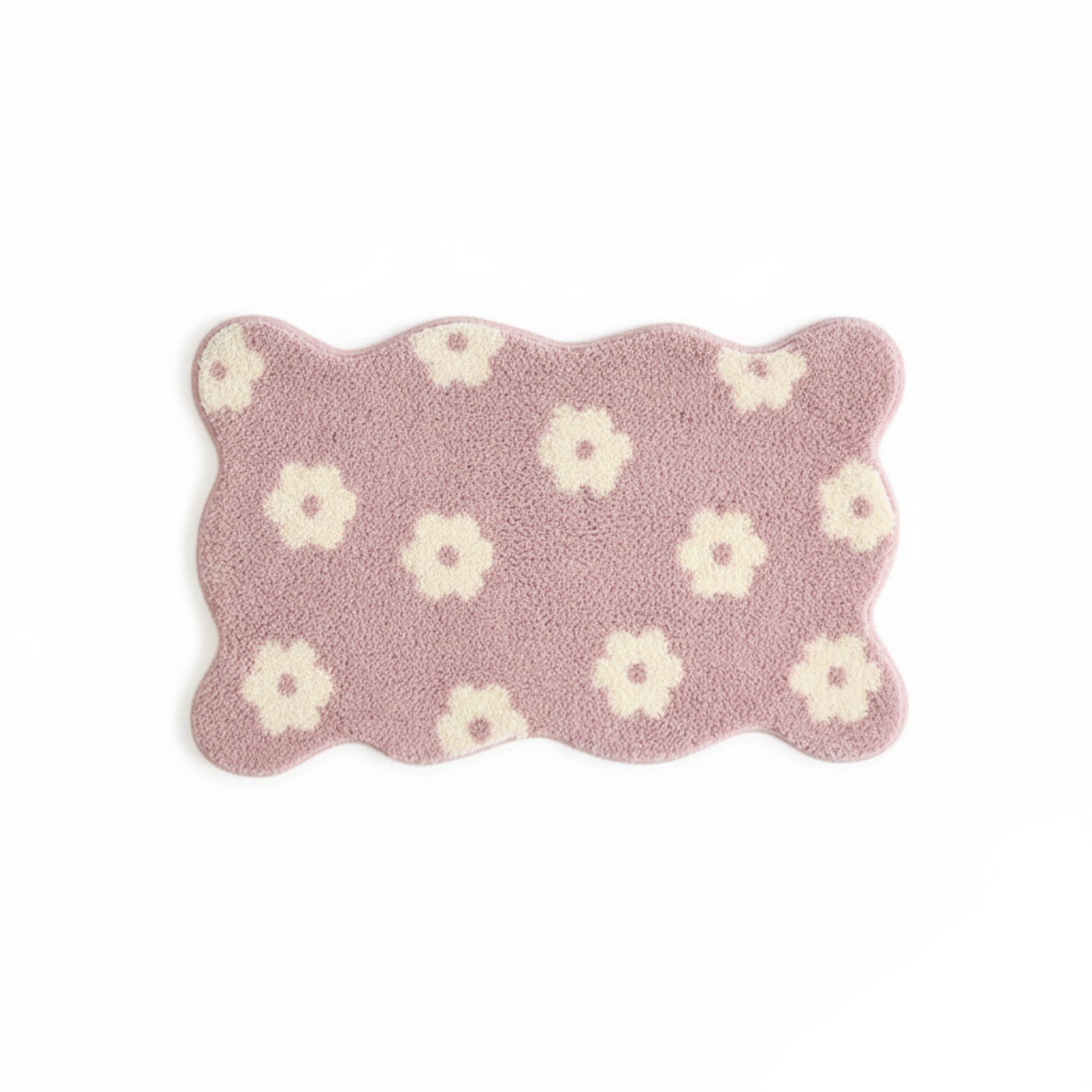 Anna-Kaci Floral Scalloped Bathroom Floor Mat Soft Absorbent with Non Slip Backing