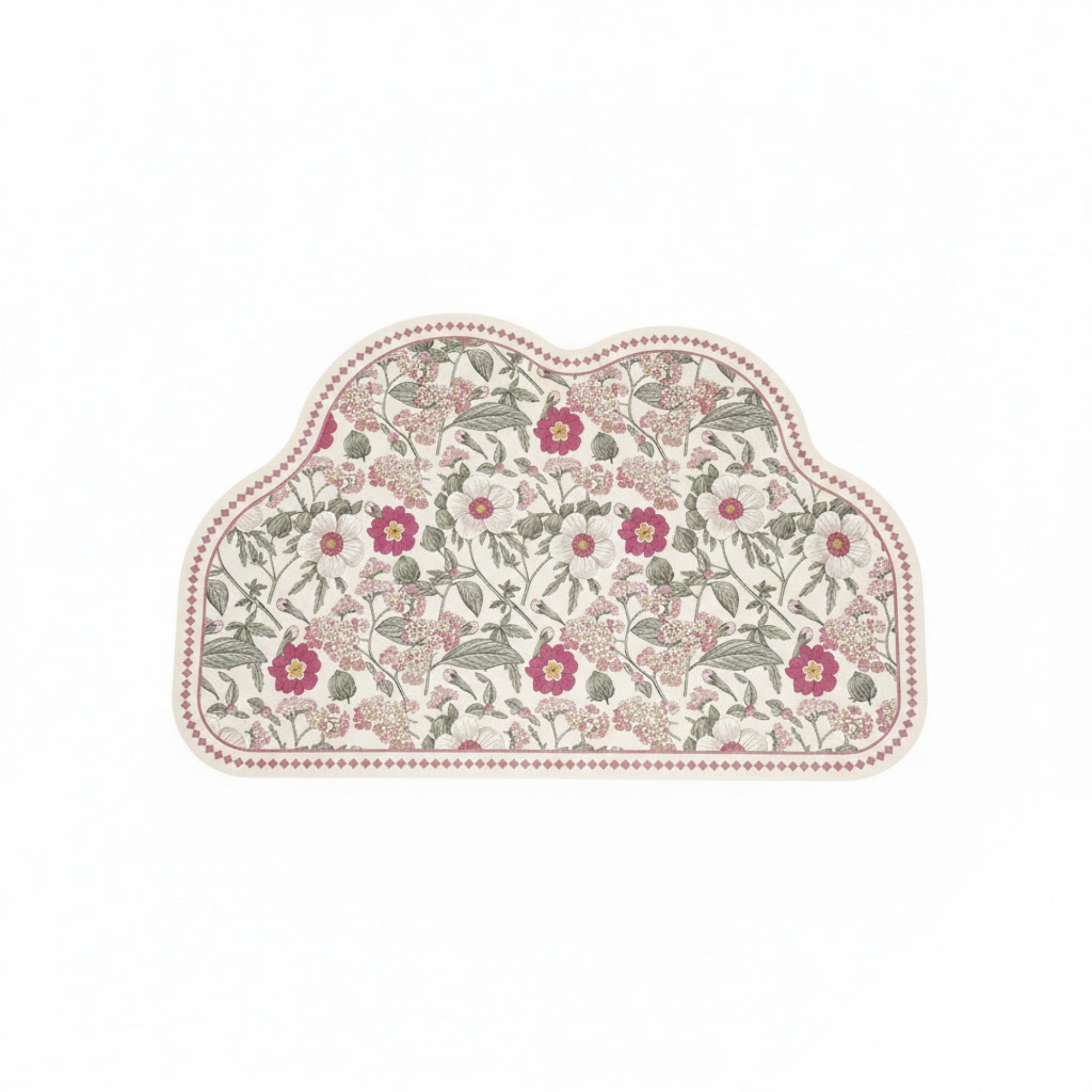 Anna-Kaci Floral Vine Pattern Scalloped Bathroom Floor Mat Soft Absorbent with Non Slip Backing