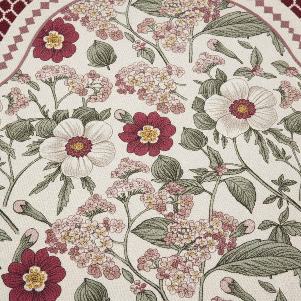 Anna-Kaci Floral Vine Pattern Scalloped Bathroom Floor Mat Soft Absorbent with Non Slip Backing