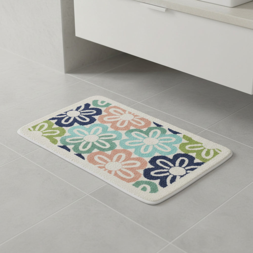 Anna-Kaci Floral Pattern Soft Absorbent Bathroom Floor Mat with Non Slip Backing