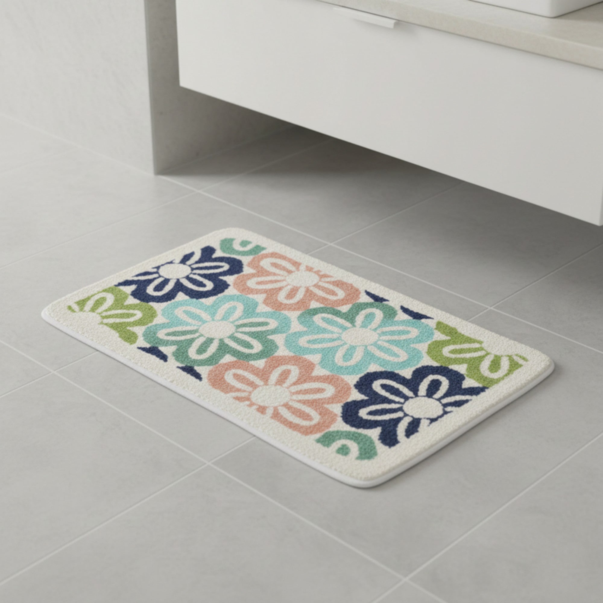 Anna-Kaci Floral Pattern Soft Absorbent Bathroom Floor Mat with Non Slip Backing