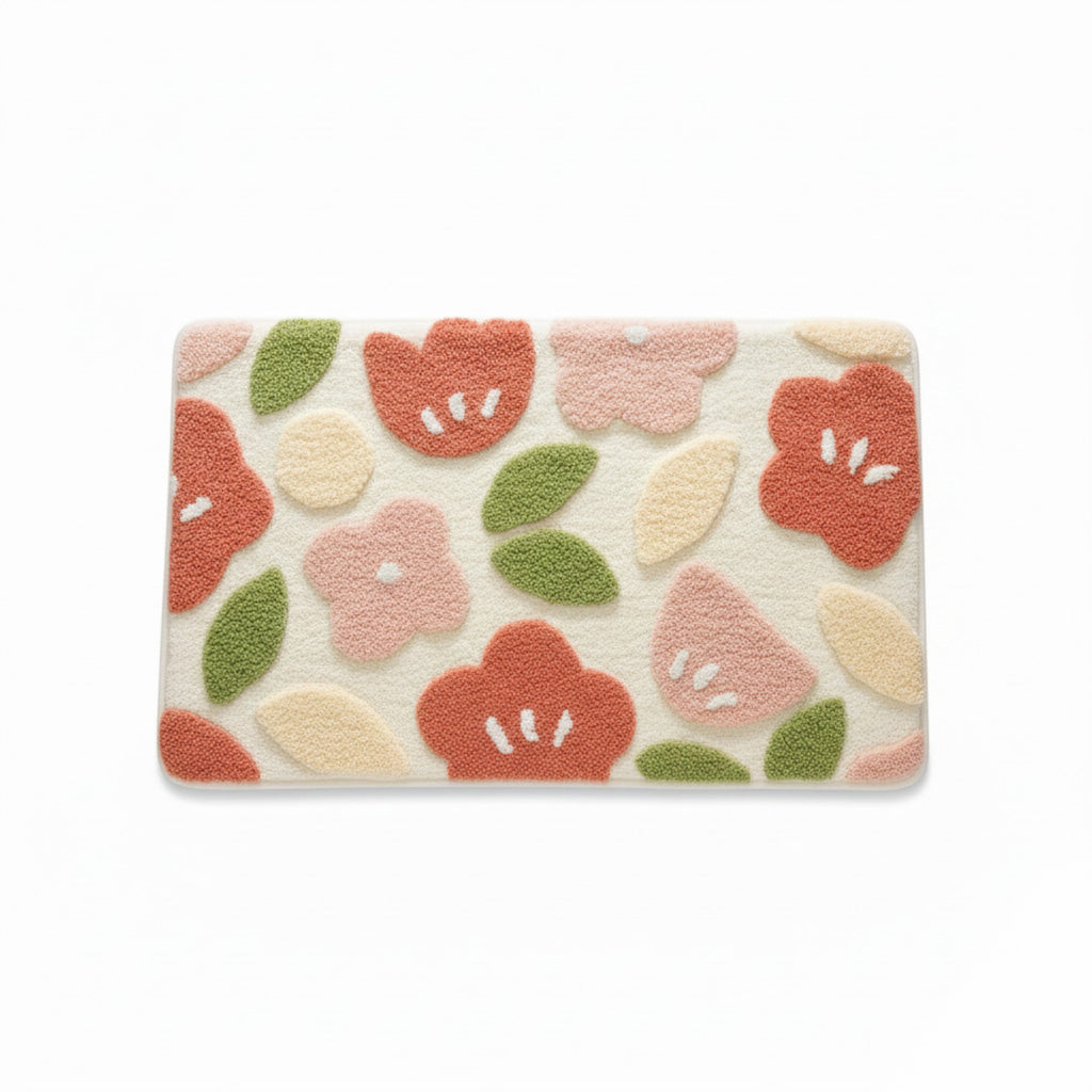 Anna-Kaci Floral Pattern Soft Absorbent Bathroom Floor Mat with Non Slip Backing