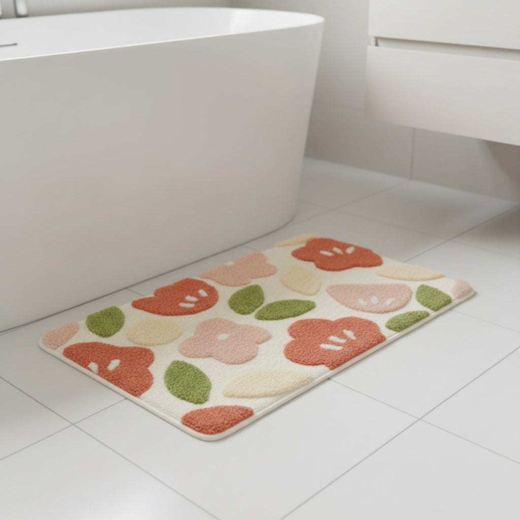 Anna-Kaci Floral Pattern Soft Absorbent Bathroom Floor Mat with Non Slip Backing
