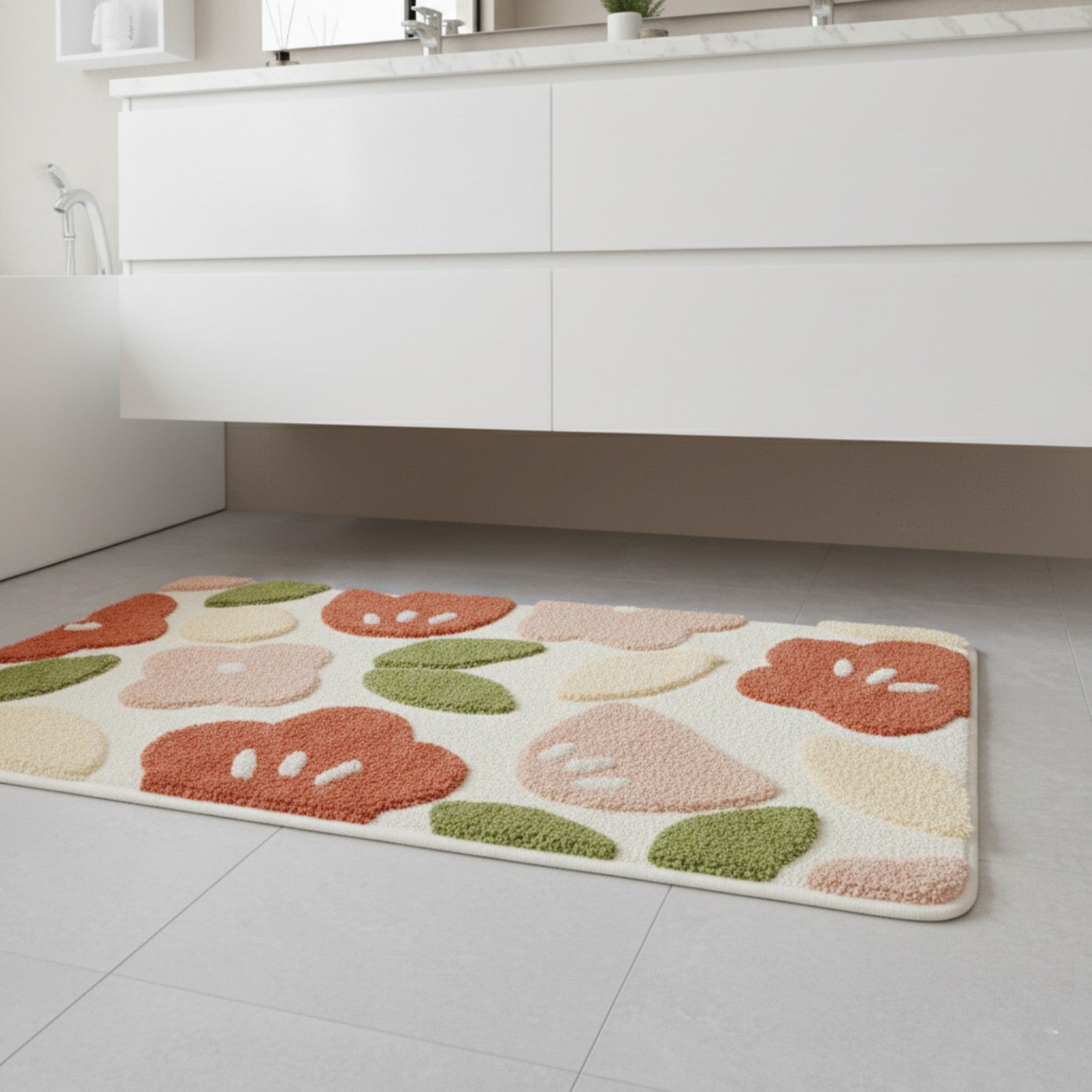 Anna-Kaci Floral Pattern Soft Absorbent Bathroom Floor Mat with Non Slip Backing