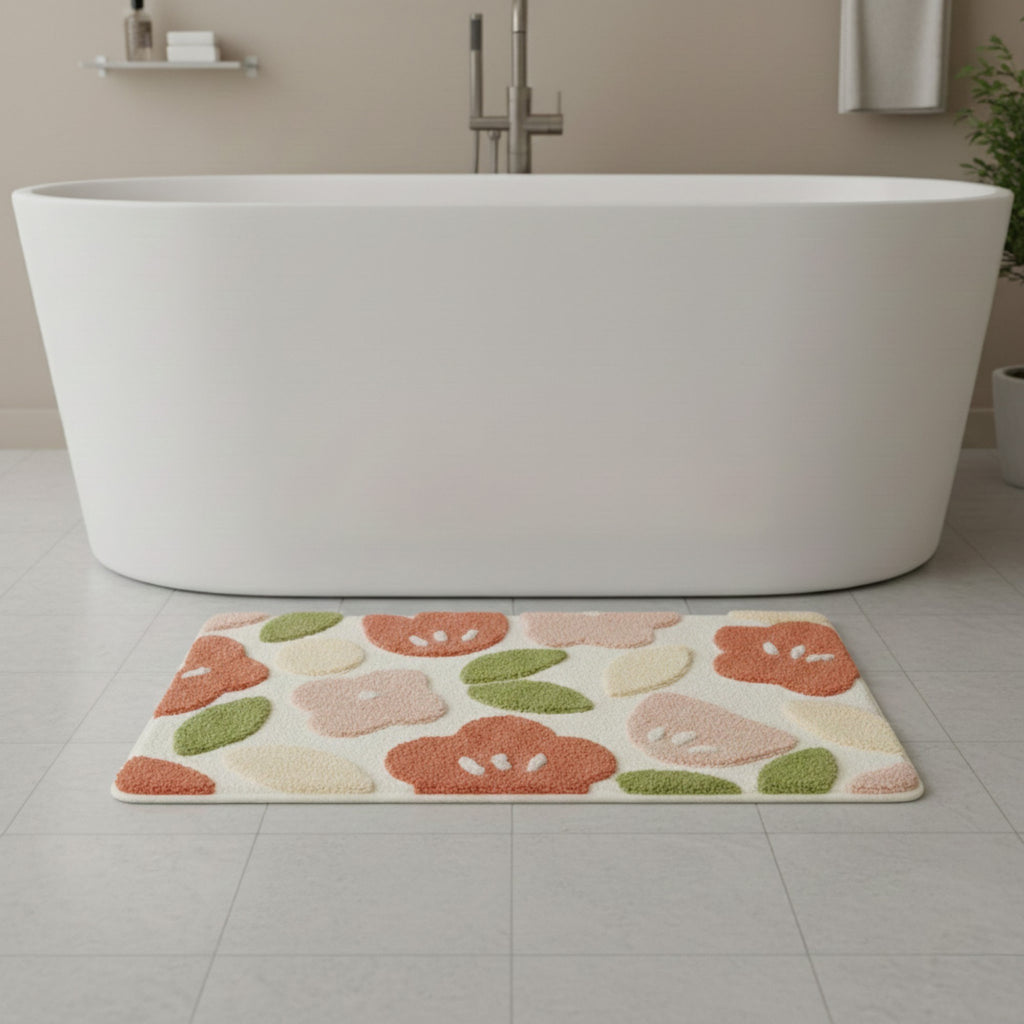 Anna-Kaci Floral Pattern Soft Absorbent Bathroom Floor Mat with Non Slip Backing