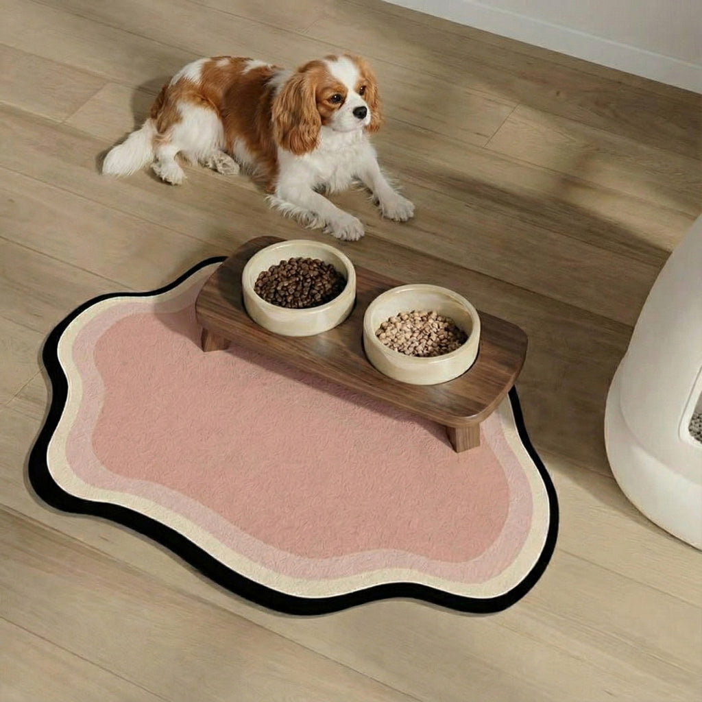 Anna-Kaci Irregular Shaped Decorative Table Placemat with Layered Abstract Border Design